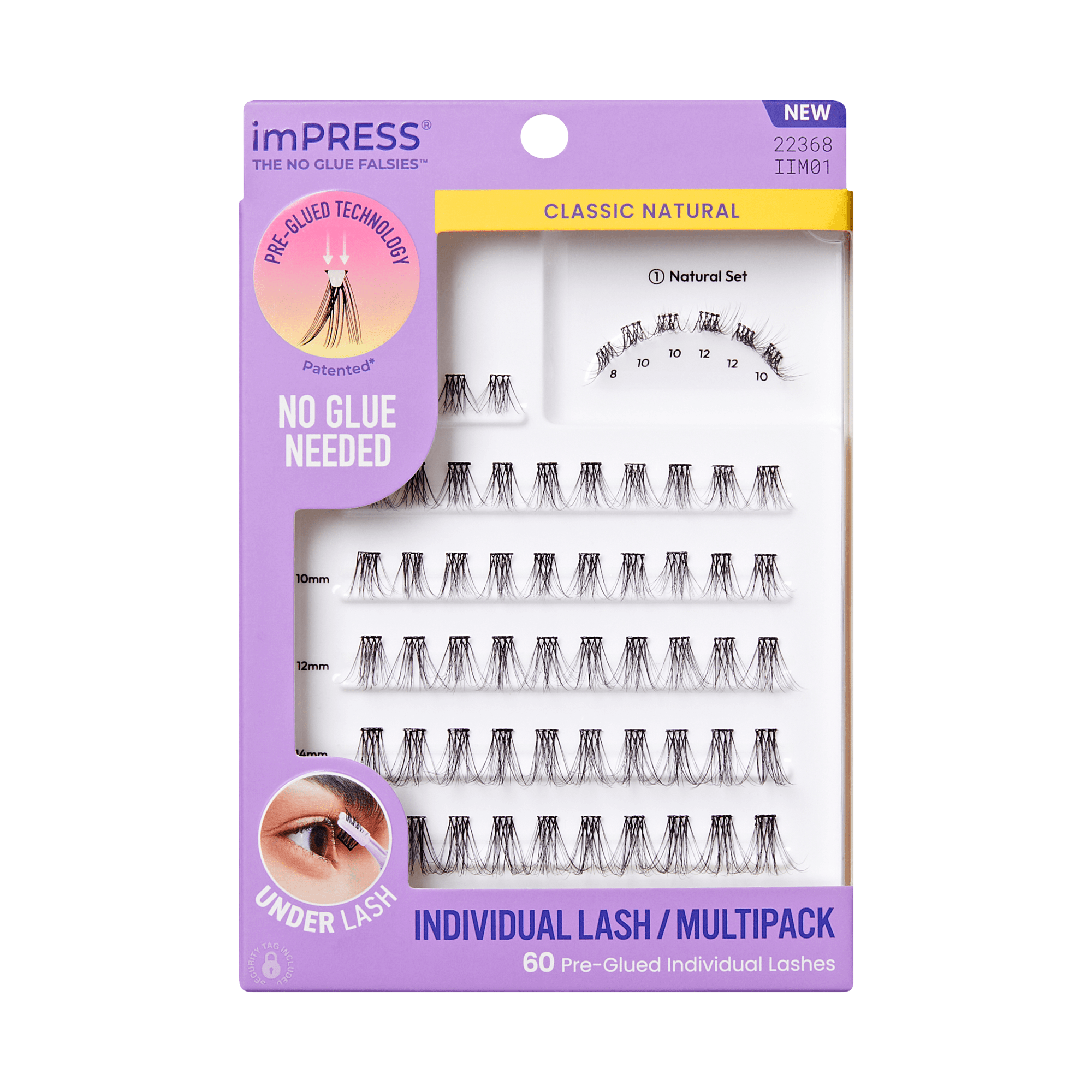imPRESS Classic Natural individual lashes multipack, 60 pre-glued lashes, no glue needed