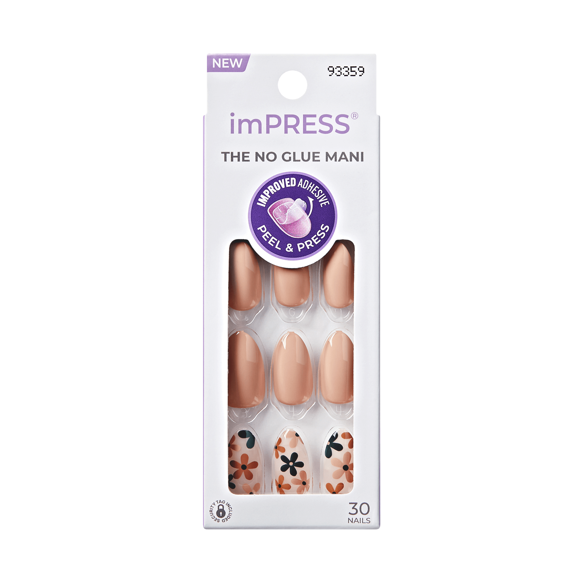 imPRESS The No Glue Mani press-on nails, 30 count, peel and press adhesive