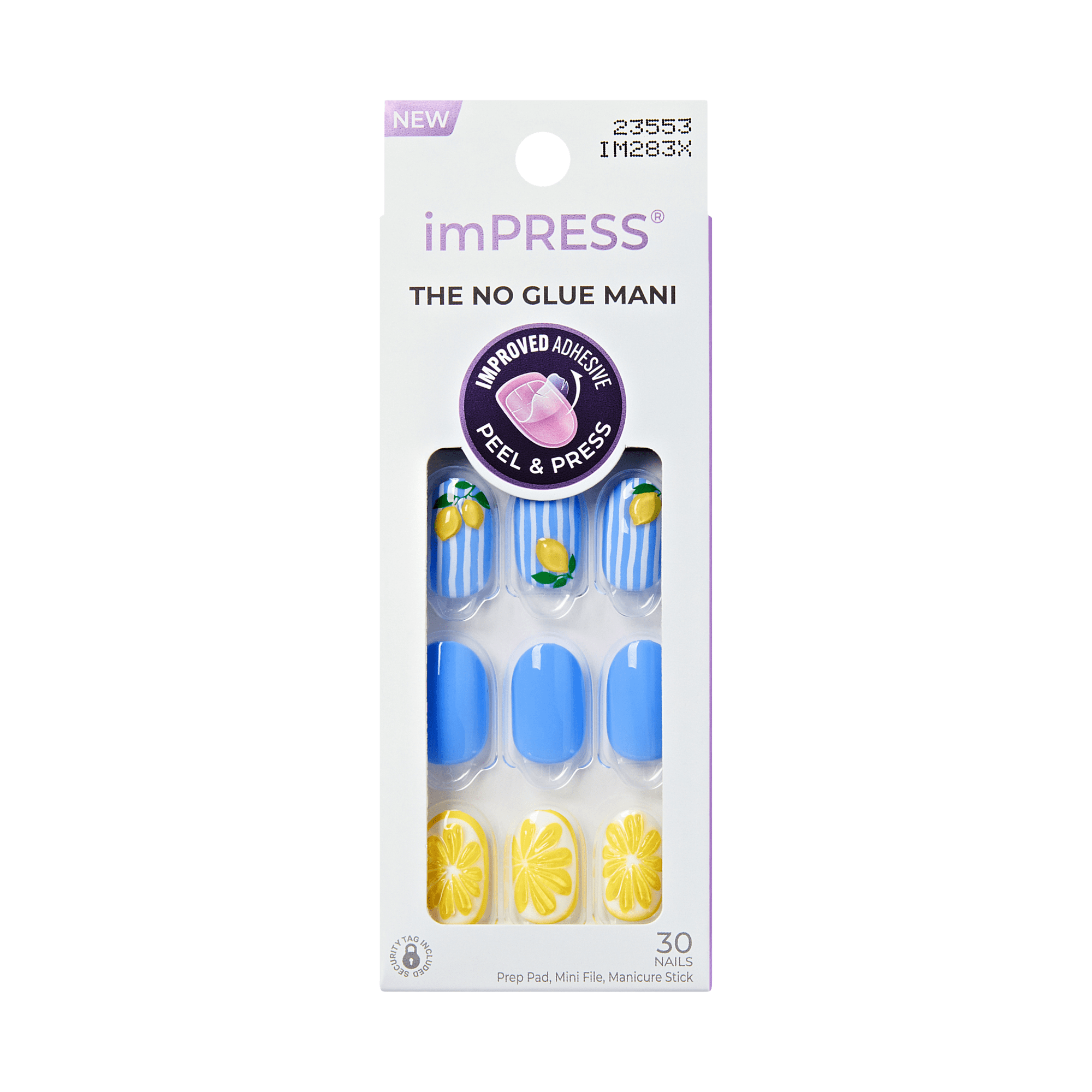 imPRESS no glue mani package with blue and yellow nail designs