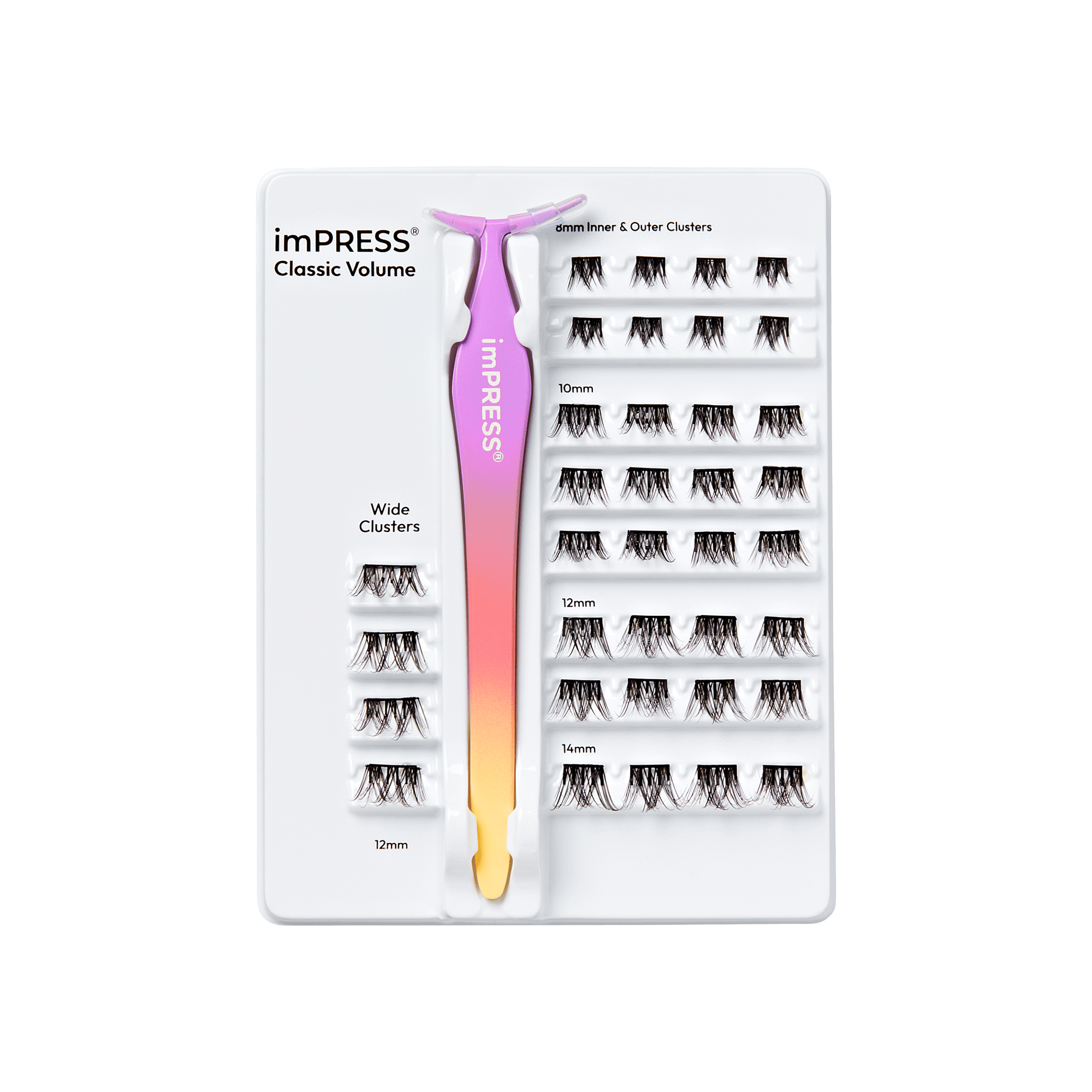 Impress Falsies Self Adhesive Eyelashes, 36 Lash Clusters - Classic Volume