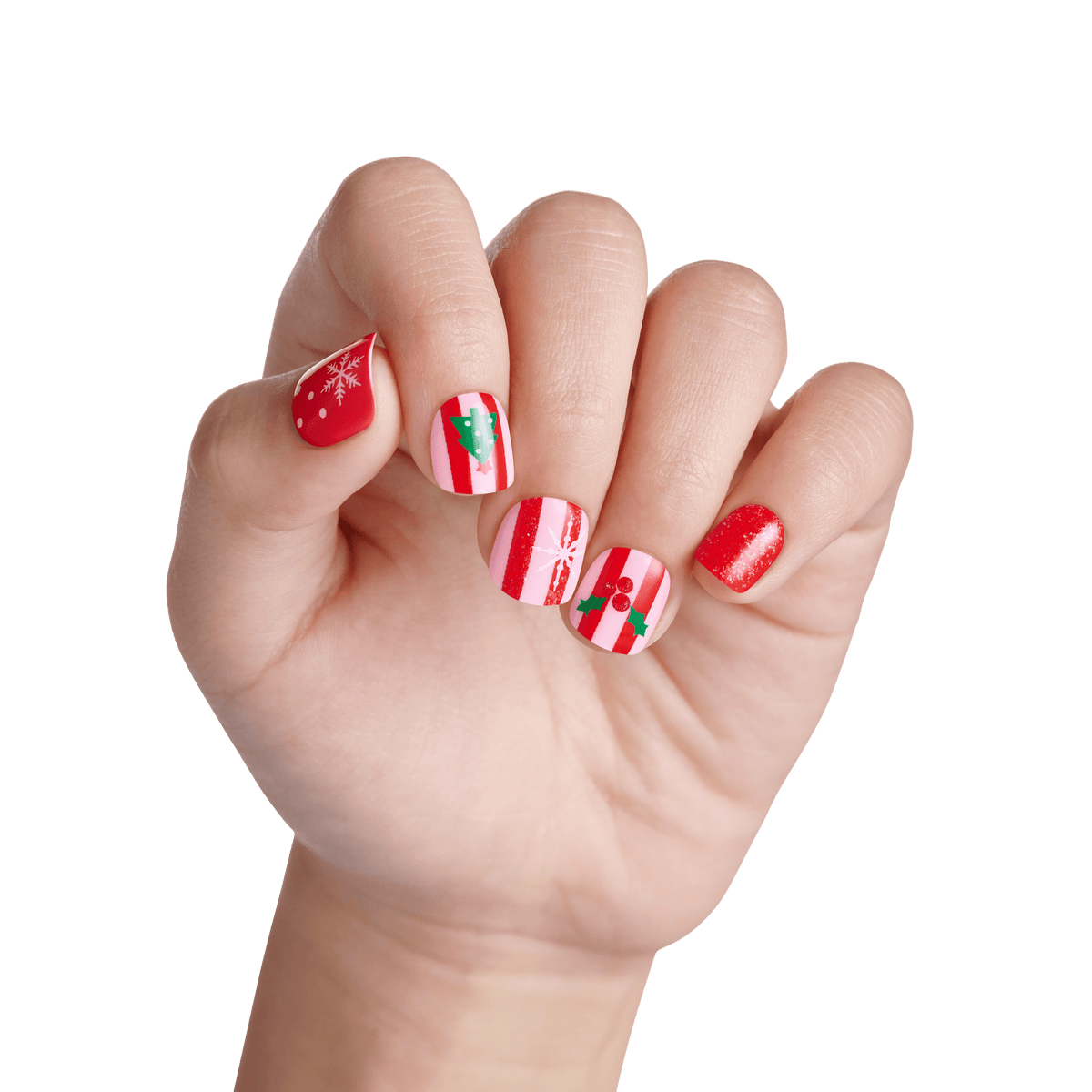 Impress Kids Holiday No Glue Fake Press On Nails - Cute Wish | Design, Red, Kids, Squoval, Manicure