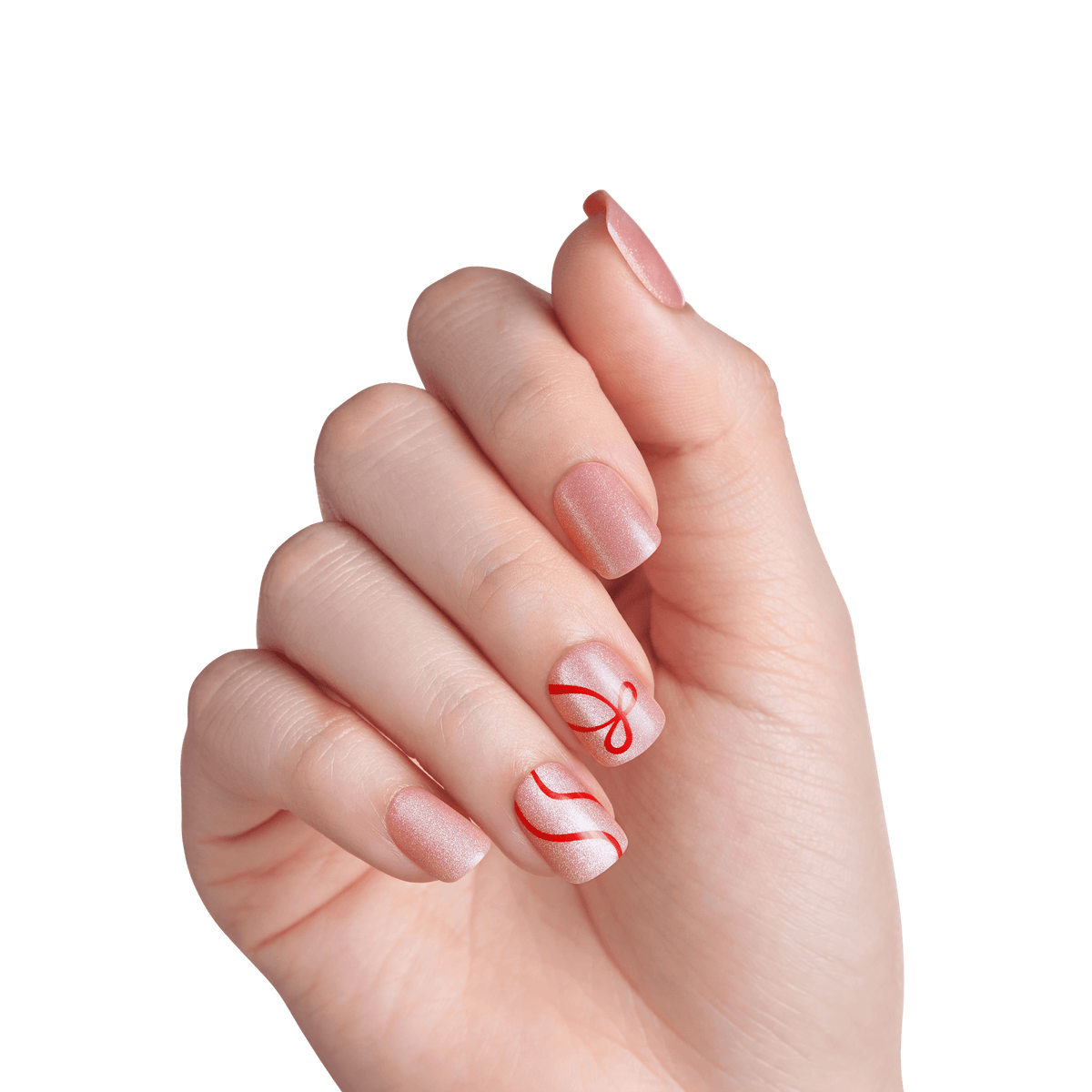 Impress Design Holiday No Glue Fake Press On Nails - Flare | Design, Gold, Short, Squoval, Manicure
