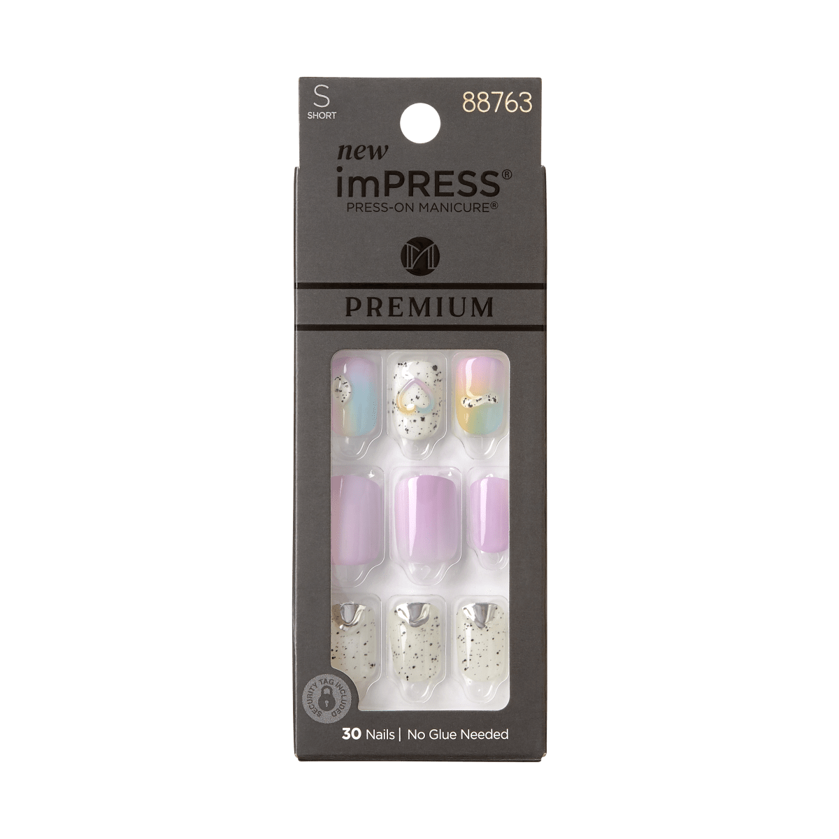 imPRESS Press-On Manicure Short 88763, 30 nails, pastel colors with designs