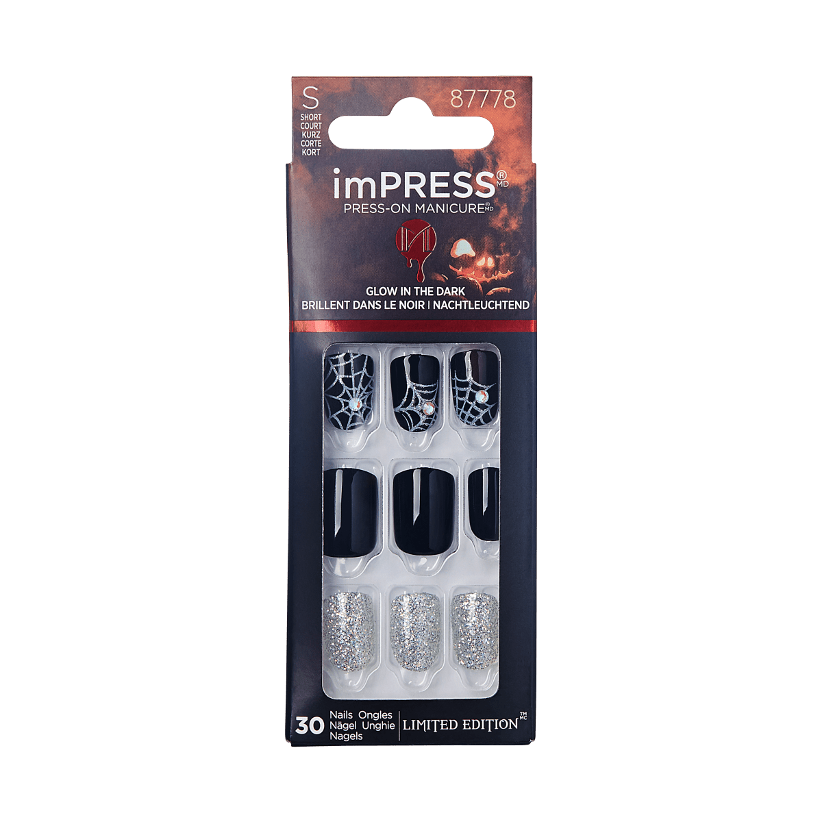 imPRESS Press-On Manicure Halloween Glow in the Dark- Creep it real