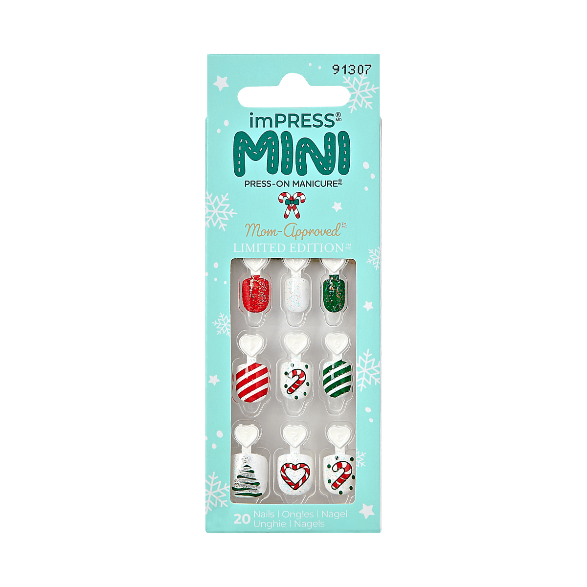 imPRESS MINI Holiday Press-On Nails - Peppermint Candy