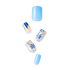 A display of 5 imPRESS nails in varying blue and white designs for Hannukah, including snowflakes and candles