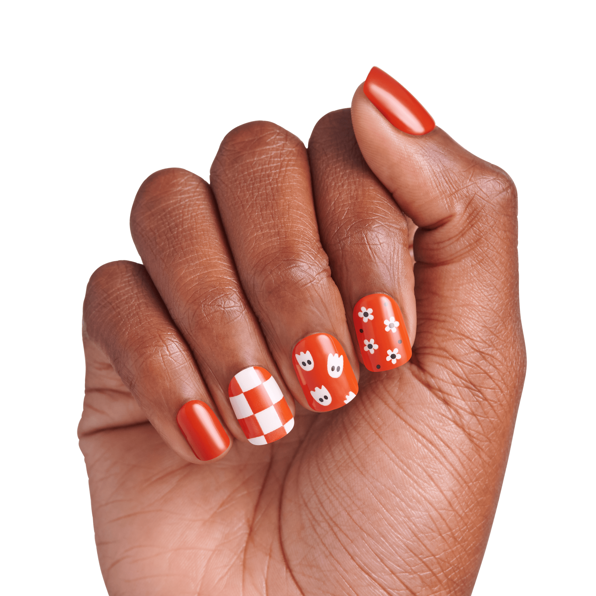 Impress Design Halloween No Glue Fake Press On Nails - Fangs Out | Design, Orange, Short, Squoval, Glow In The Dark, Manicure