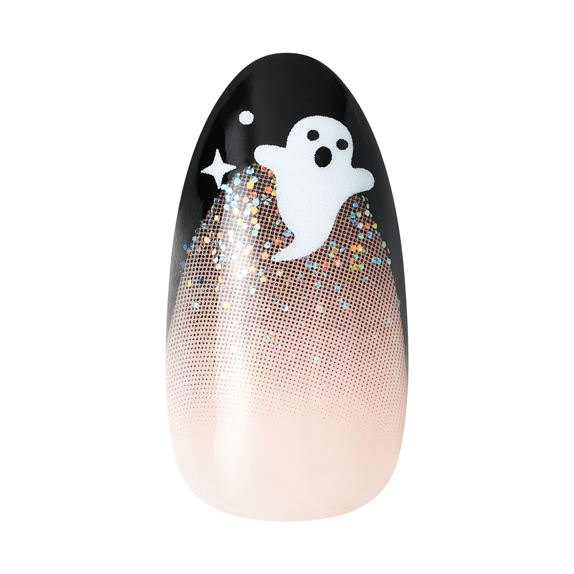 Impress Design Halloween No Glue Fake Press On Nails - Boo Proof | French Design, Black, Medium, Almond, Glow In The Dark, Manicure