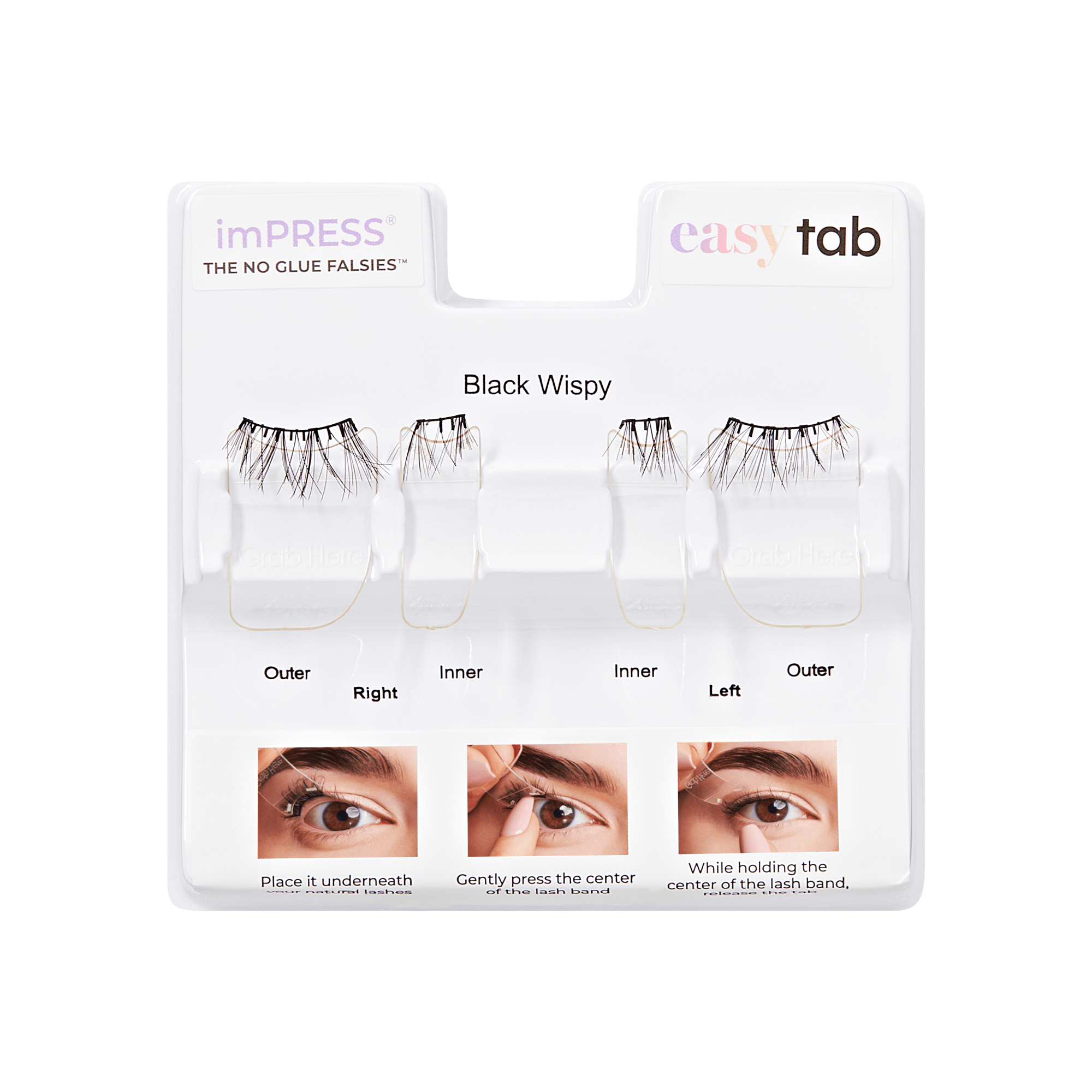 imPRESS Falsies easy tab Self Adhesive Eyelashes– Black Wispy