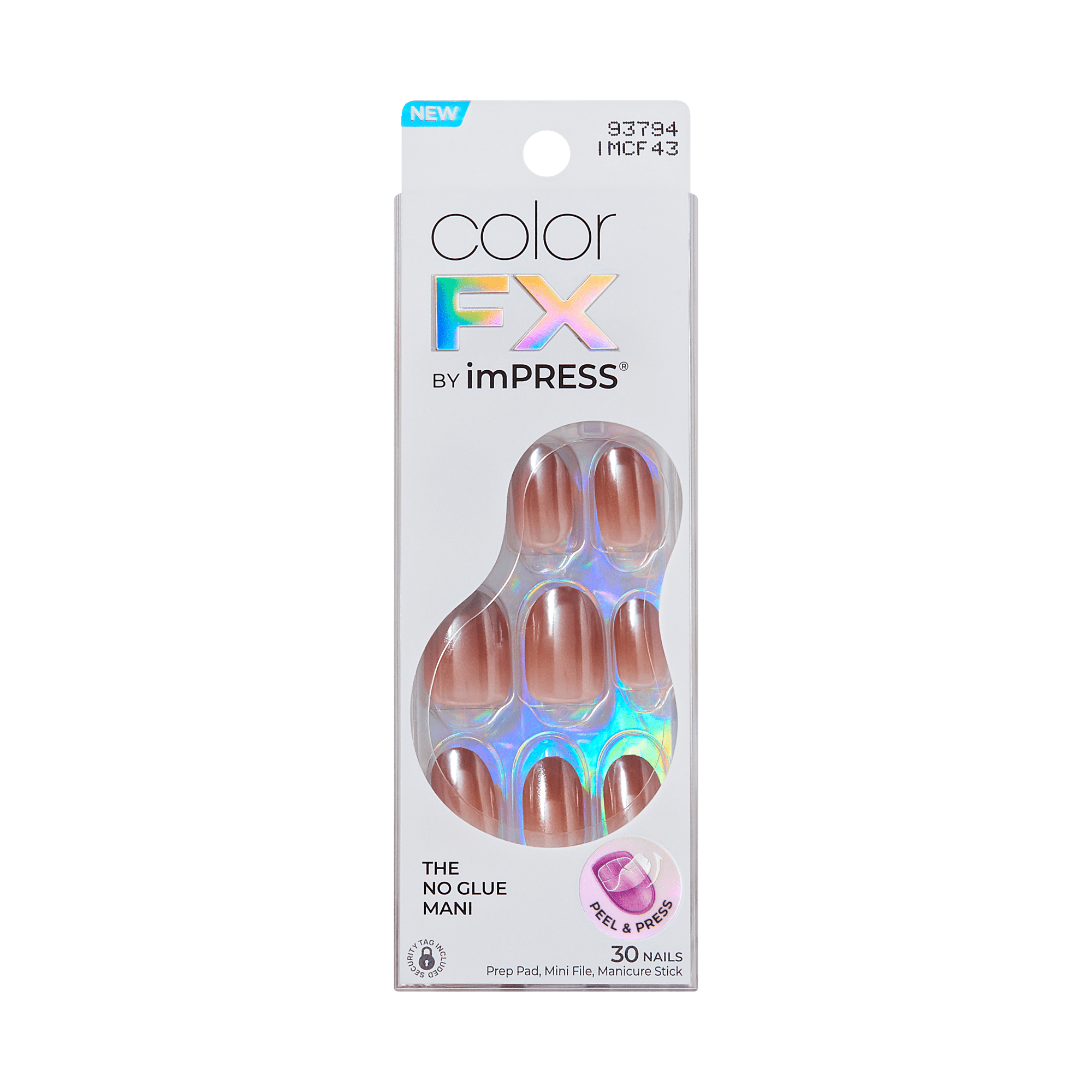 colorFX by Impress No Glue Fake Press On Nails - Blissful Radiance | Solid, Brown, Short, Oval, Manicure