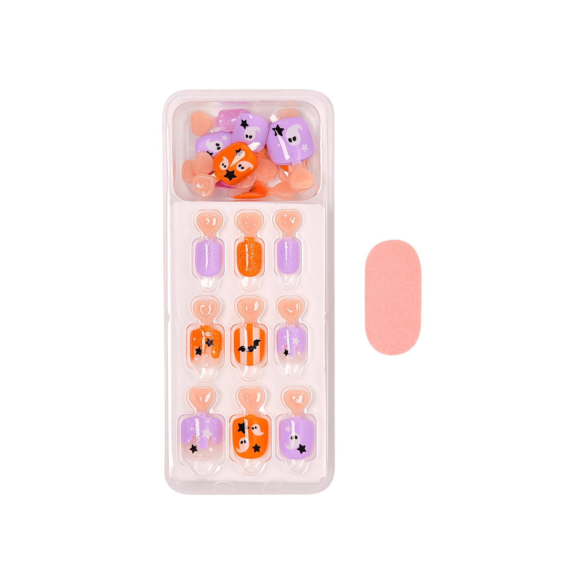 Impress Kids Halloween No Glue Fake Press On Nails - Boo! | Design, Purple & Orange, Kids, Squoval, Glow In The Dark, Manicure