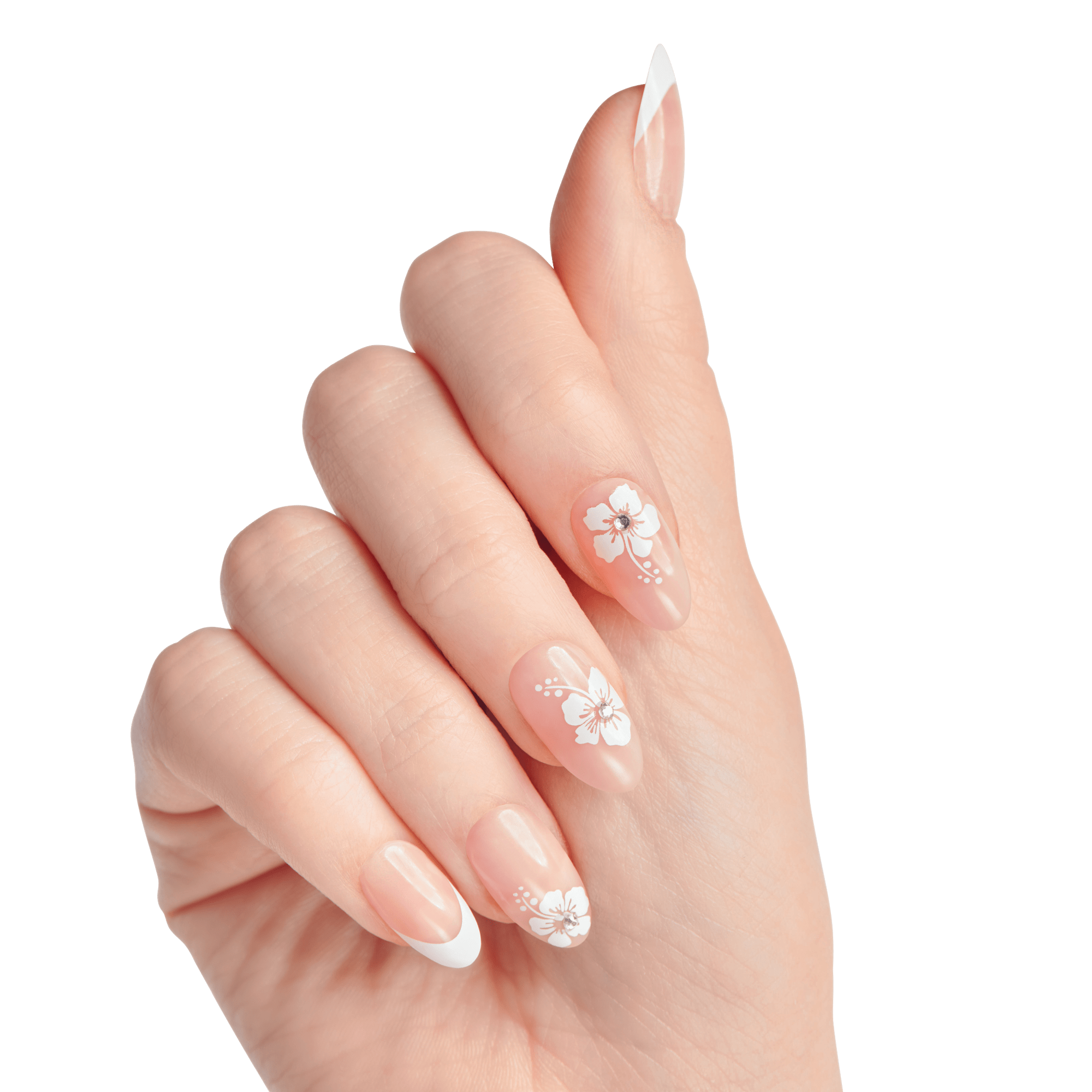 Impress Design No Glue Fake Press On Nails - Uplifted | French Design, White, Medium, Almond, Manicure