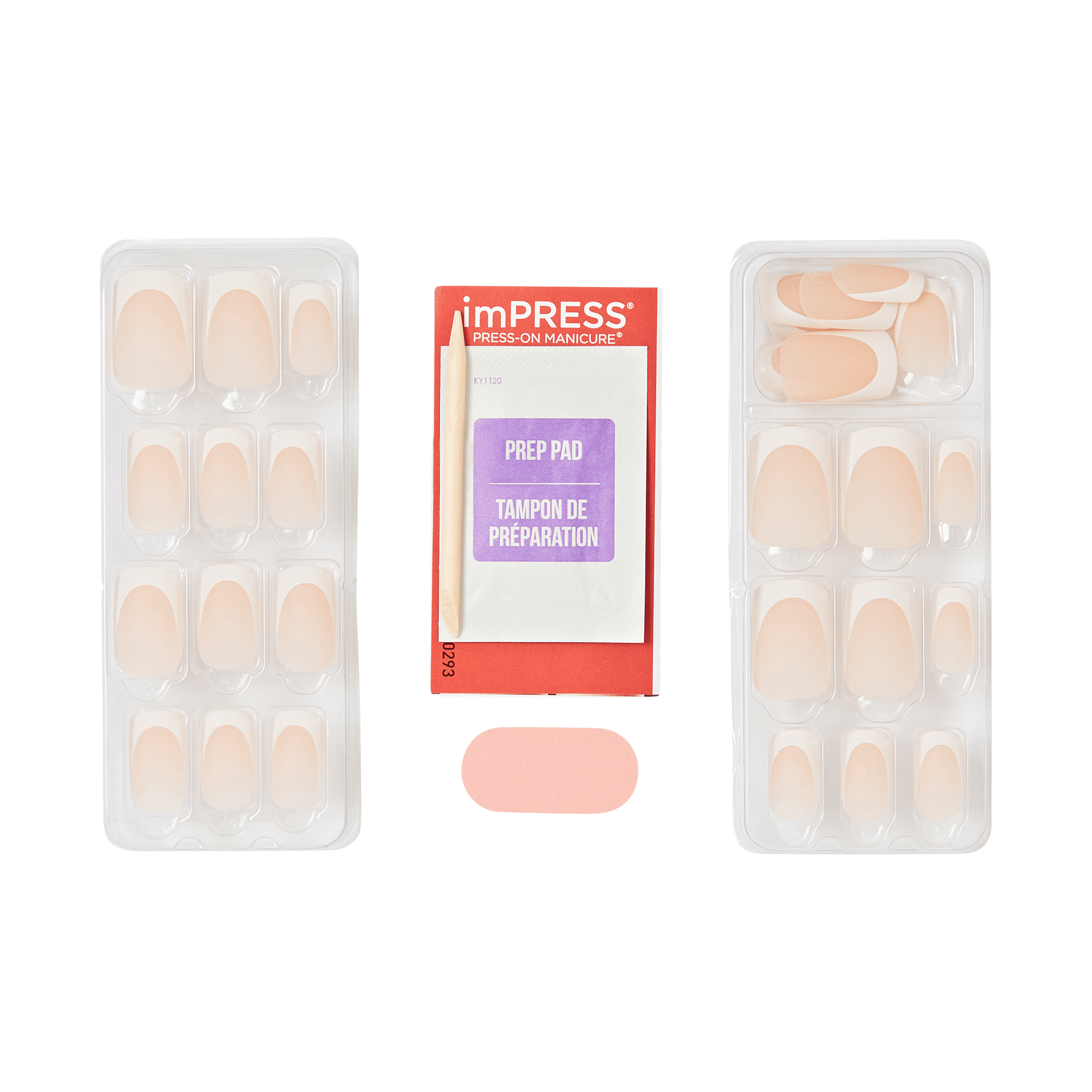 Impress Design No Glue Fake Press On Nails - Twist | French Tips, White, Medium, Squoval, Manicure