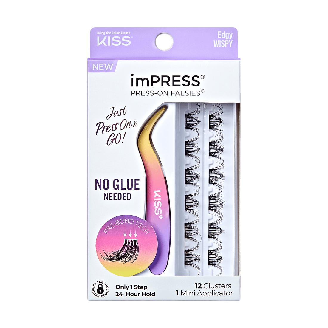 imPRESS Falsies Self Adhesive Eyelashes, 12 Lash Clusters + Applicator - Edgy