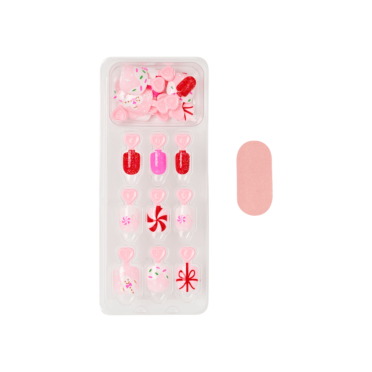 Impress Kids Holiday No Glue Fake Press On Nails - Frosty Fun | Design, Pink & Red, Kids, Squoval, Manicure