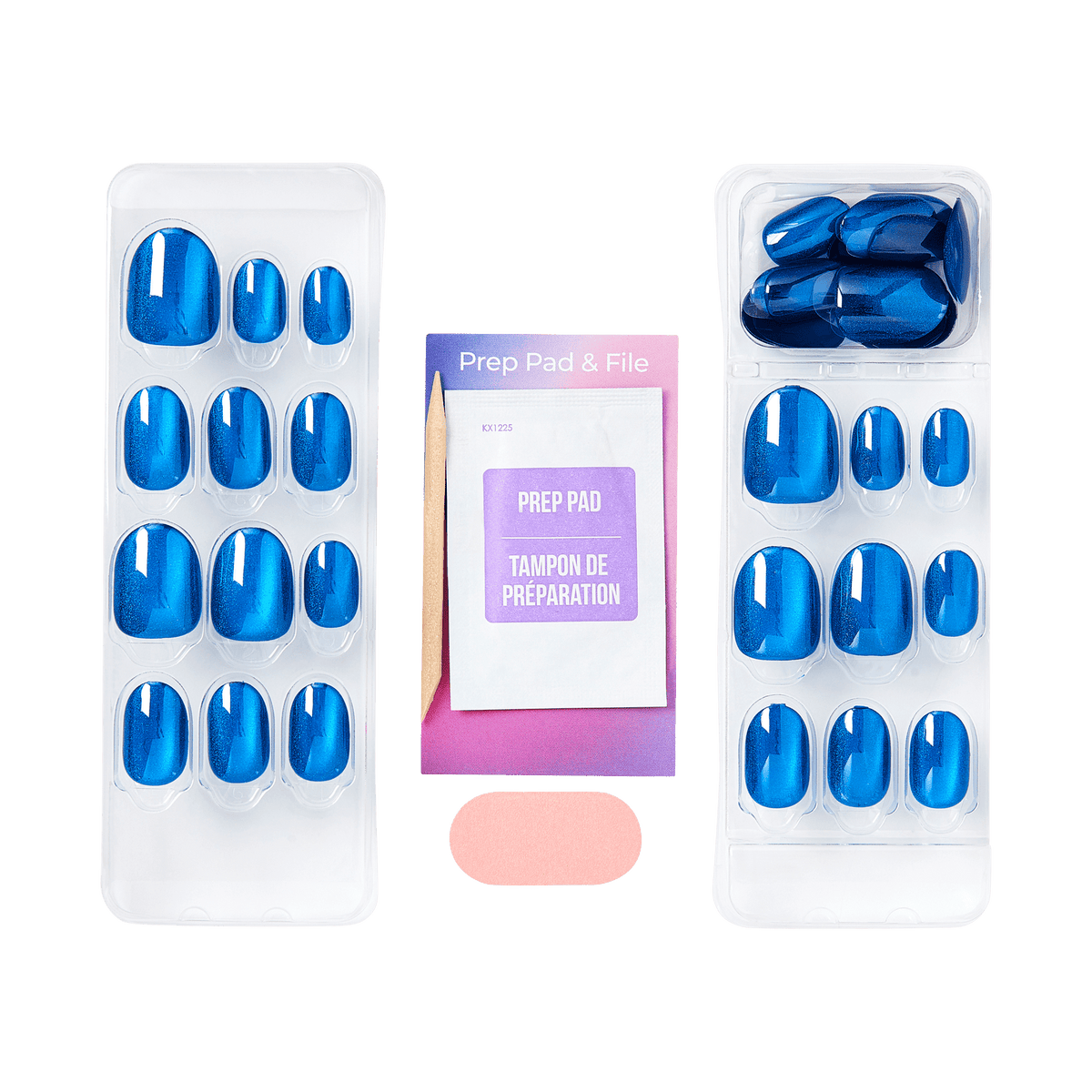 colorFX by Impress No Glue Fake Press On Nails - Reconnect | Solid, Blue, Short, Oval, Manicure