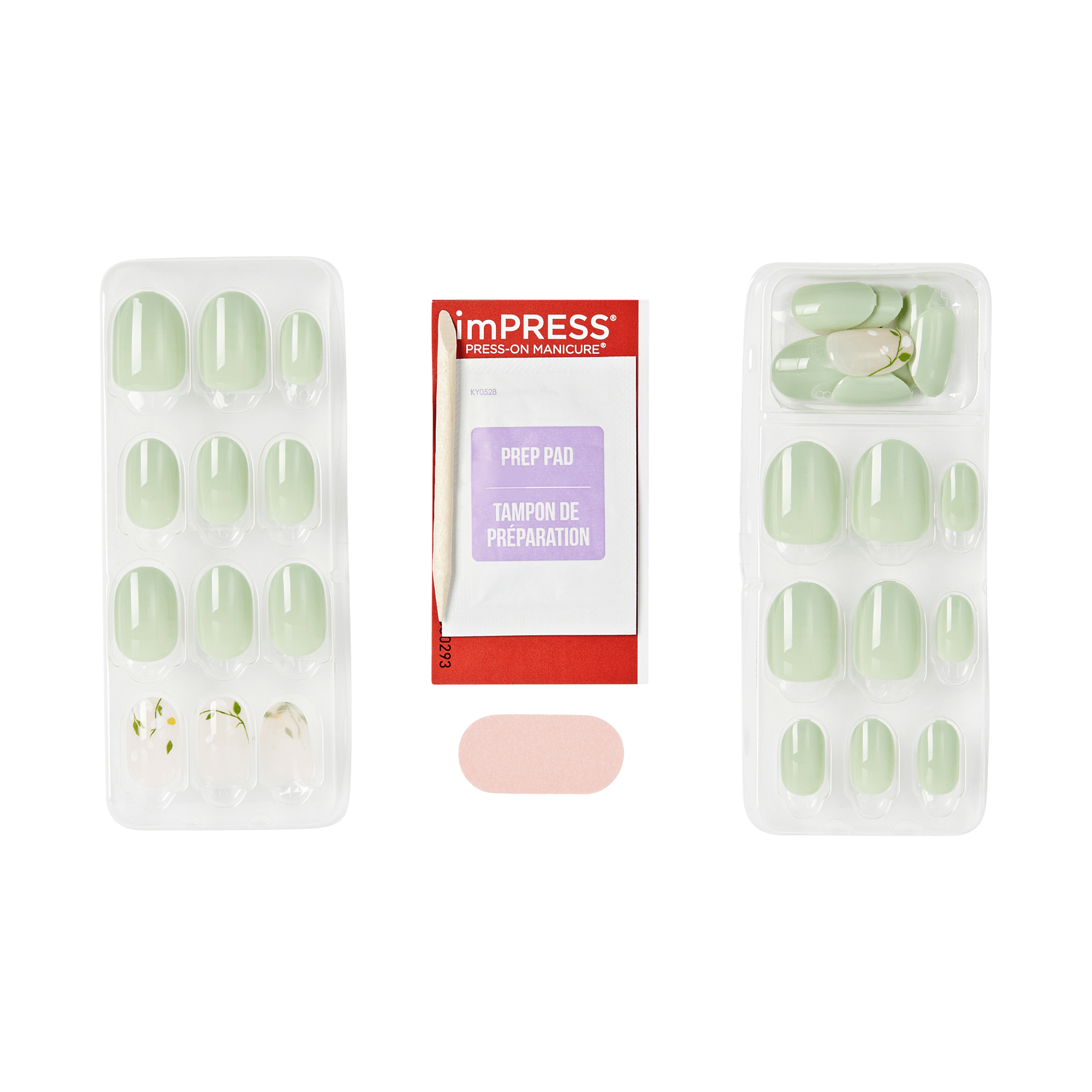 imPRESS Press-On Manicure nail set with prep pad in mint green shade
