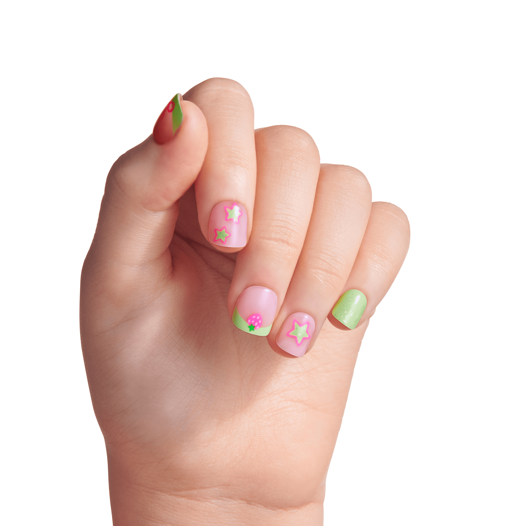 Impress Kids No Glue Fake Press On Nails - Princess Dream | Design, Pink & Green, Kids, Squoval, Manicure