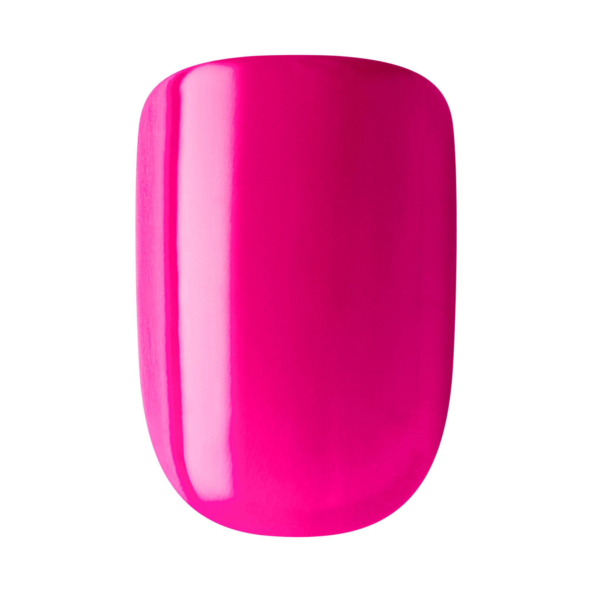 Bright pink glossy press-on nail with a rounded square shape, representing the imPRESS Color Press On Nails in the \