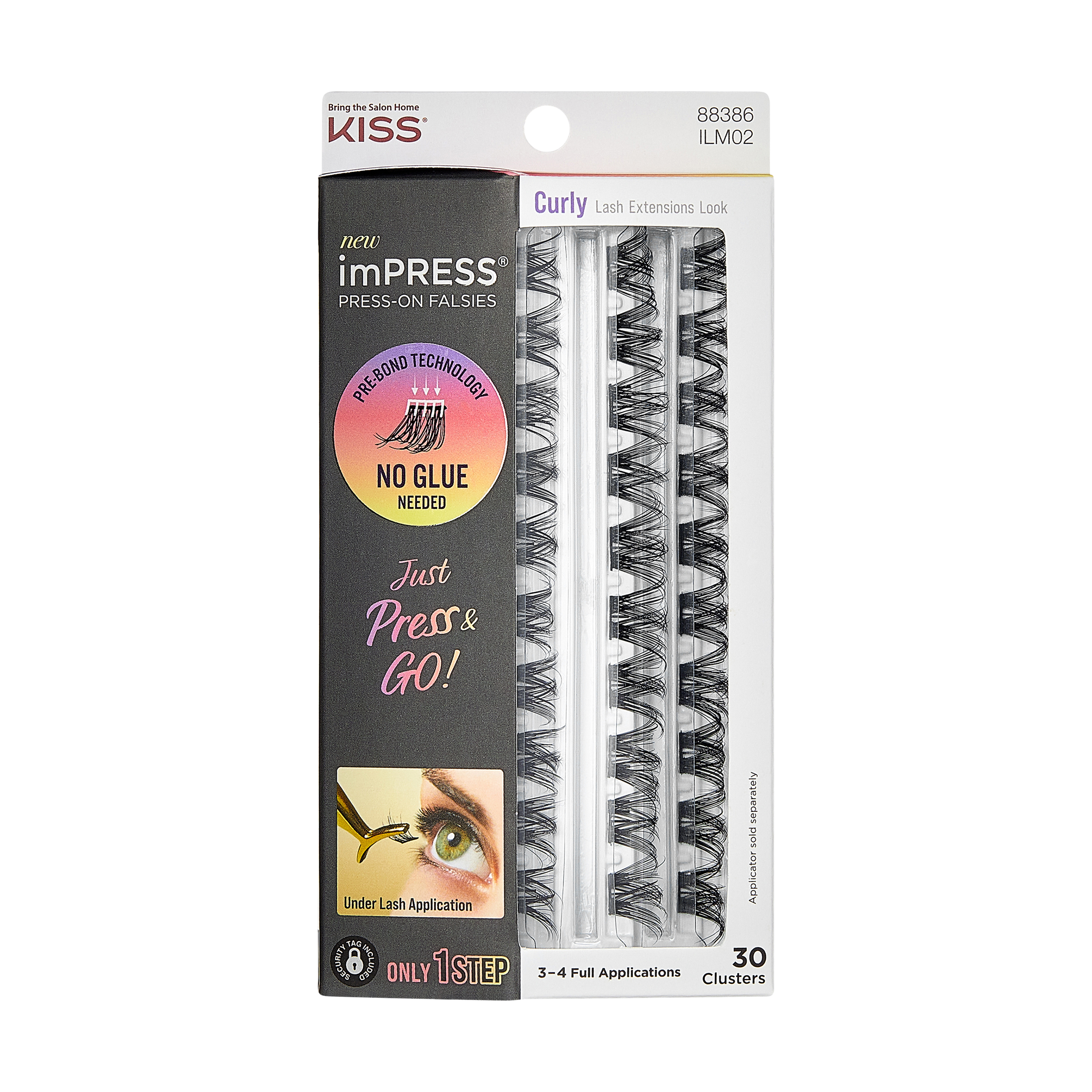 Impress Falsies Self Adhesive Eyelashes Refills 30 Clusters - Curly