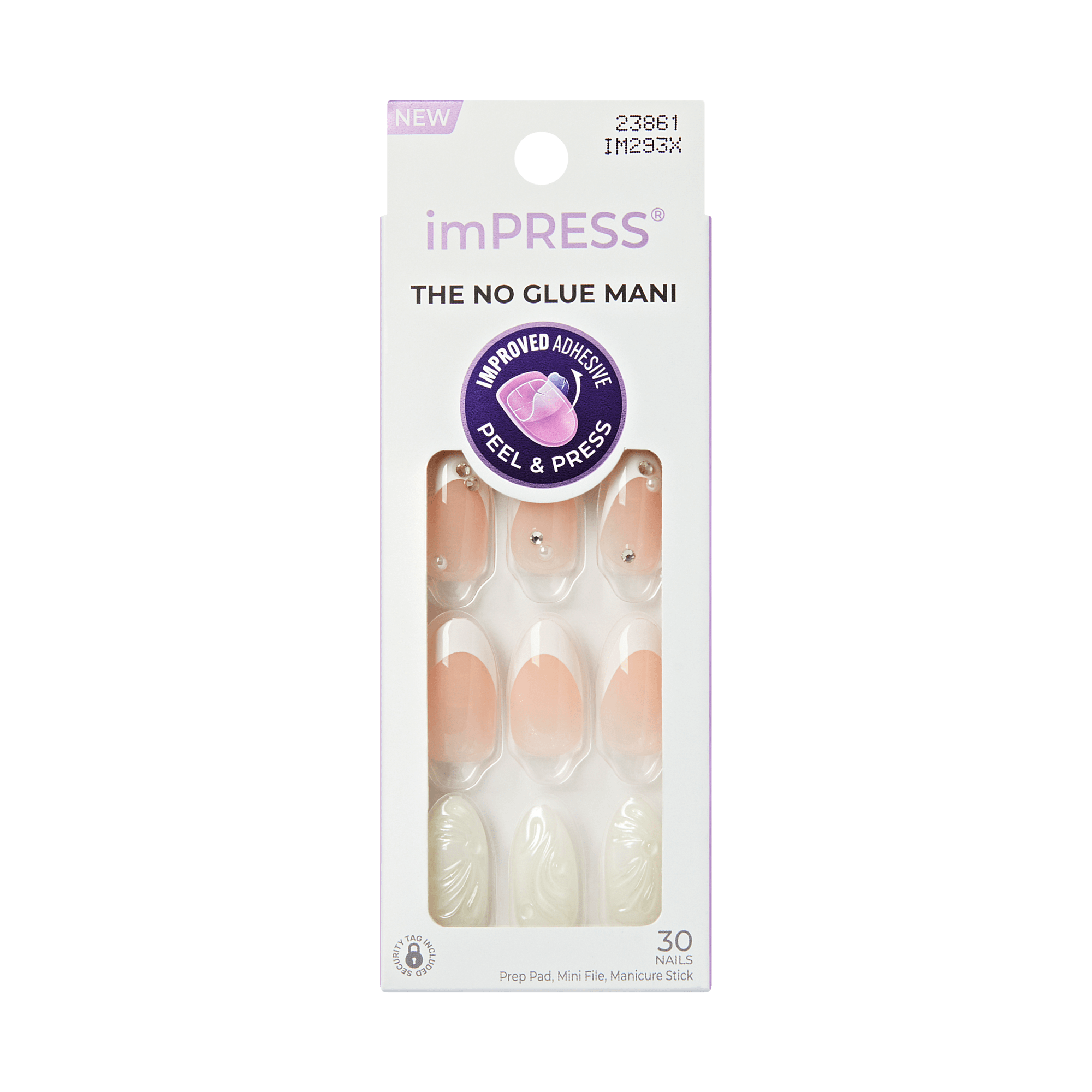 Impress Design No Glue Fake Press On Nails - Gloom | French Design, Red, Medium, Almond, Manicure