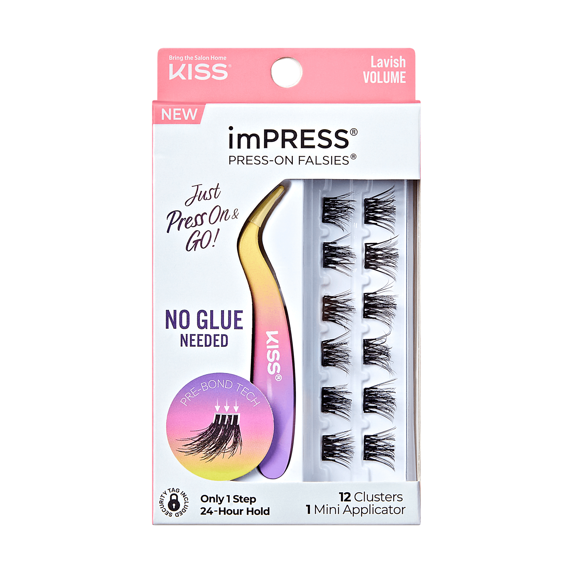 imPRESS Falsies Self Adhesive Eyelashes, 12 Lash Clusters + Applicator – Lavish
