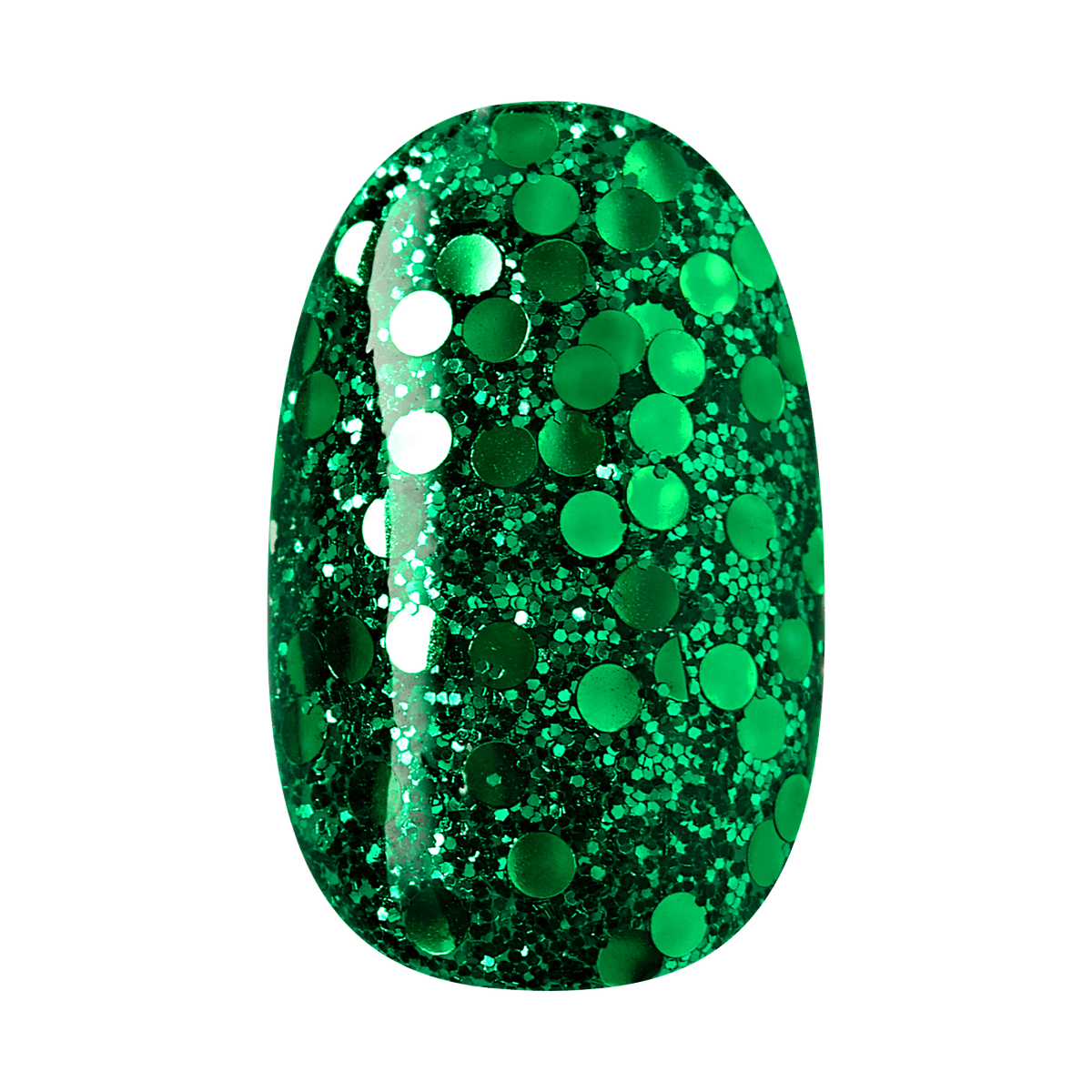 Impress Design Holiday No Glue Fake Press On Nails - Golden Carol | Design, Green & White, Short, Oval, Manicure