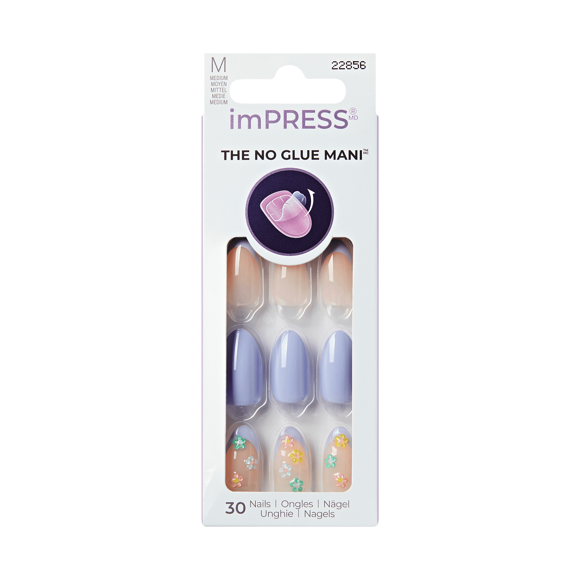 imPRESS The No Glue Mani press-on nails, medium size, 30 nails