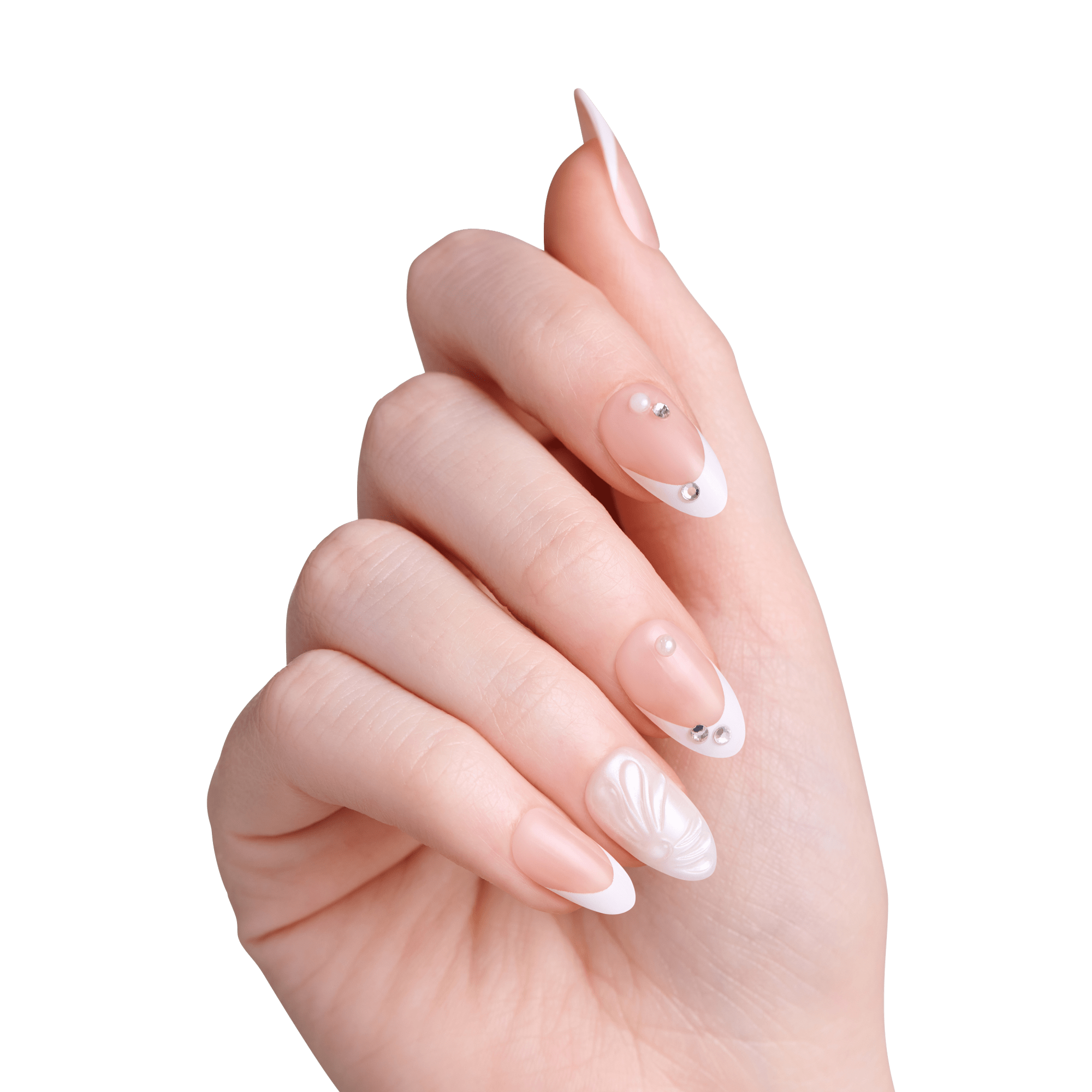 Impress Design No Glue Fake Press On Nails - Gloom | French Design, Red, Medium, Almond, Manicure