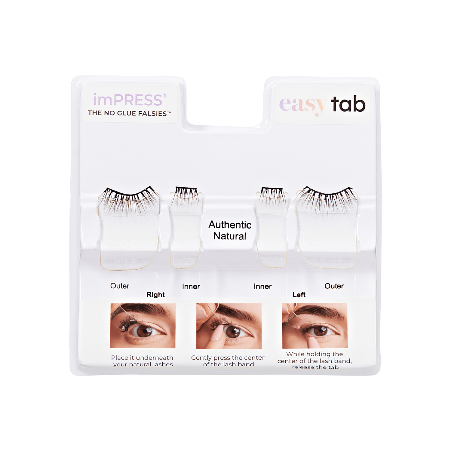 imPRESS Falsies easy tab Self Adhesive Eyelashes– Authentic Natural