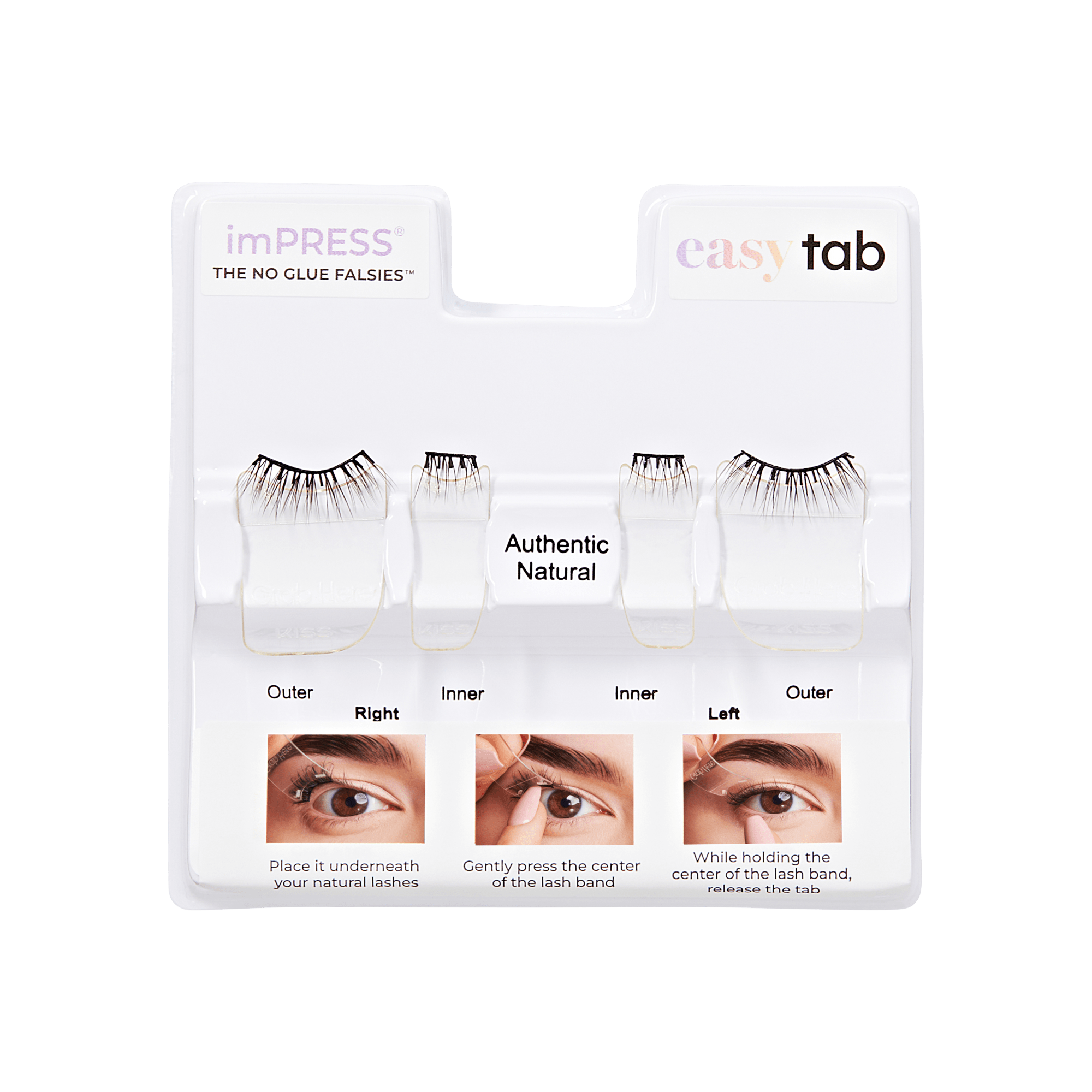 imPRESS Falsies easy tab Self Adhesive Eyelashes– Authentic Natural
