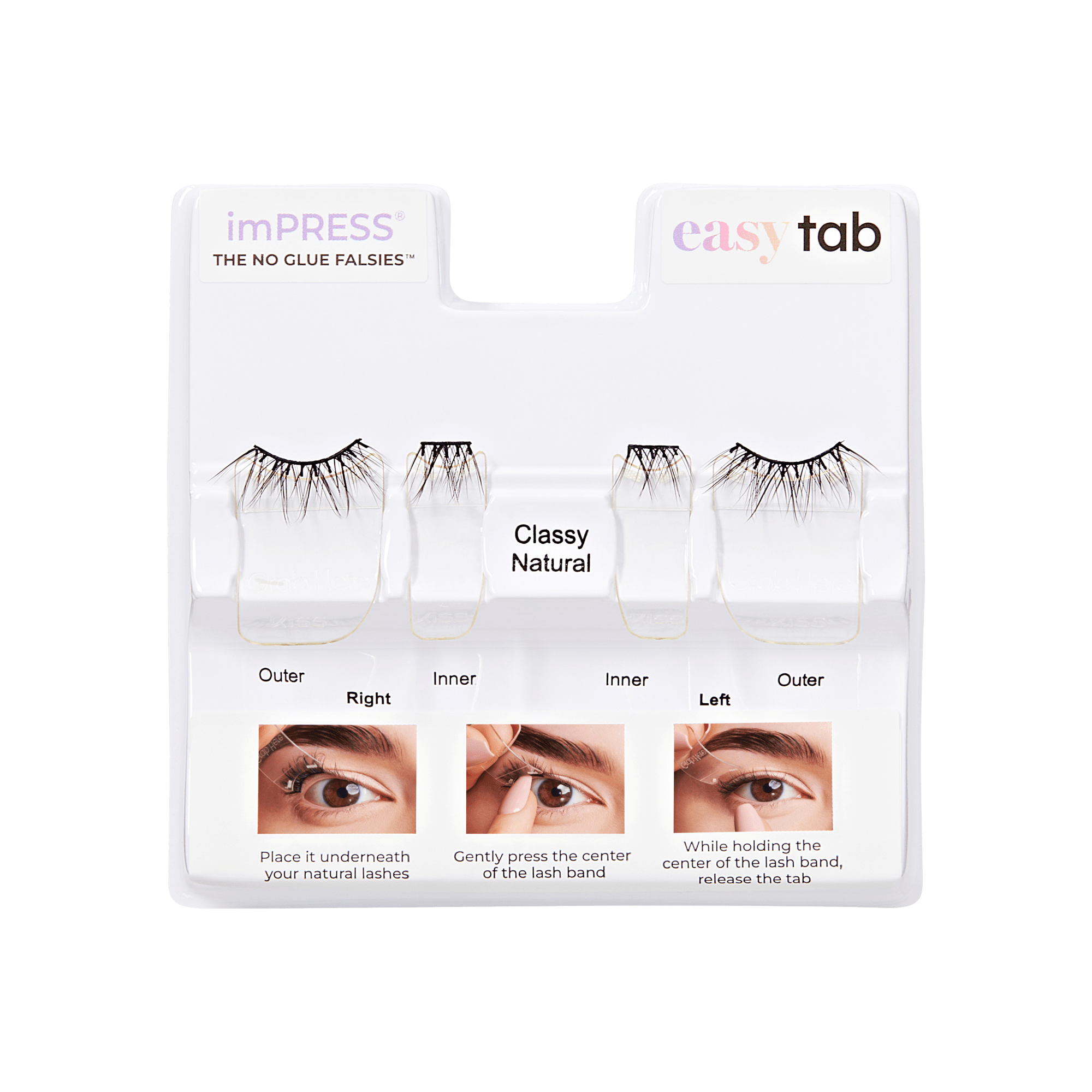 imPRESS Falsies easy tab Self Adhesive Eyelashes – Classy Natural