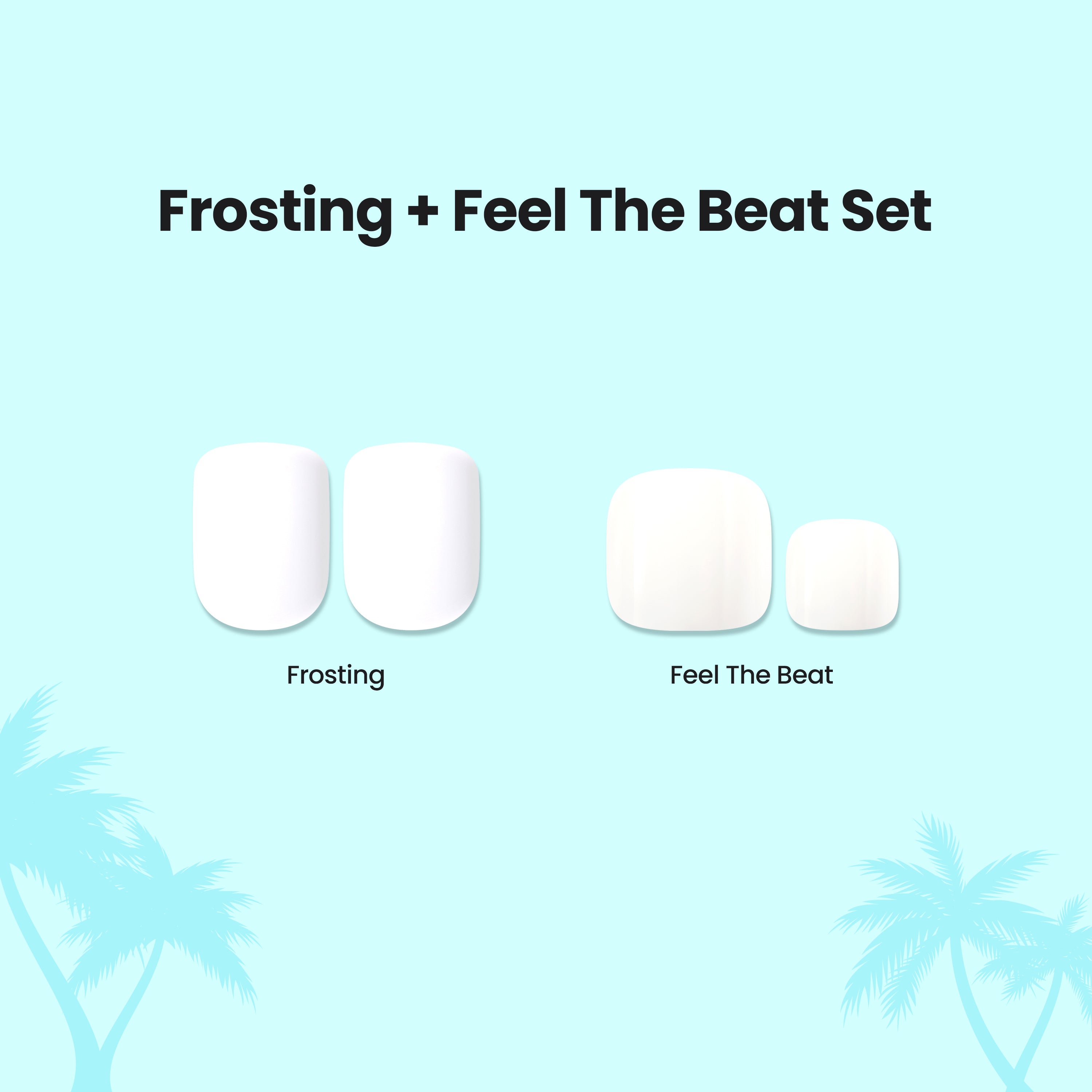 Frosting + Feel The Beat Set: Two nail polish shades in pale pink and cream tones.