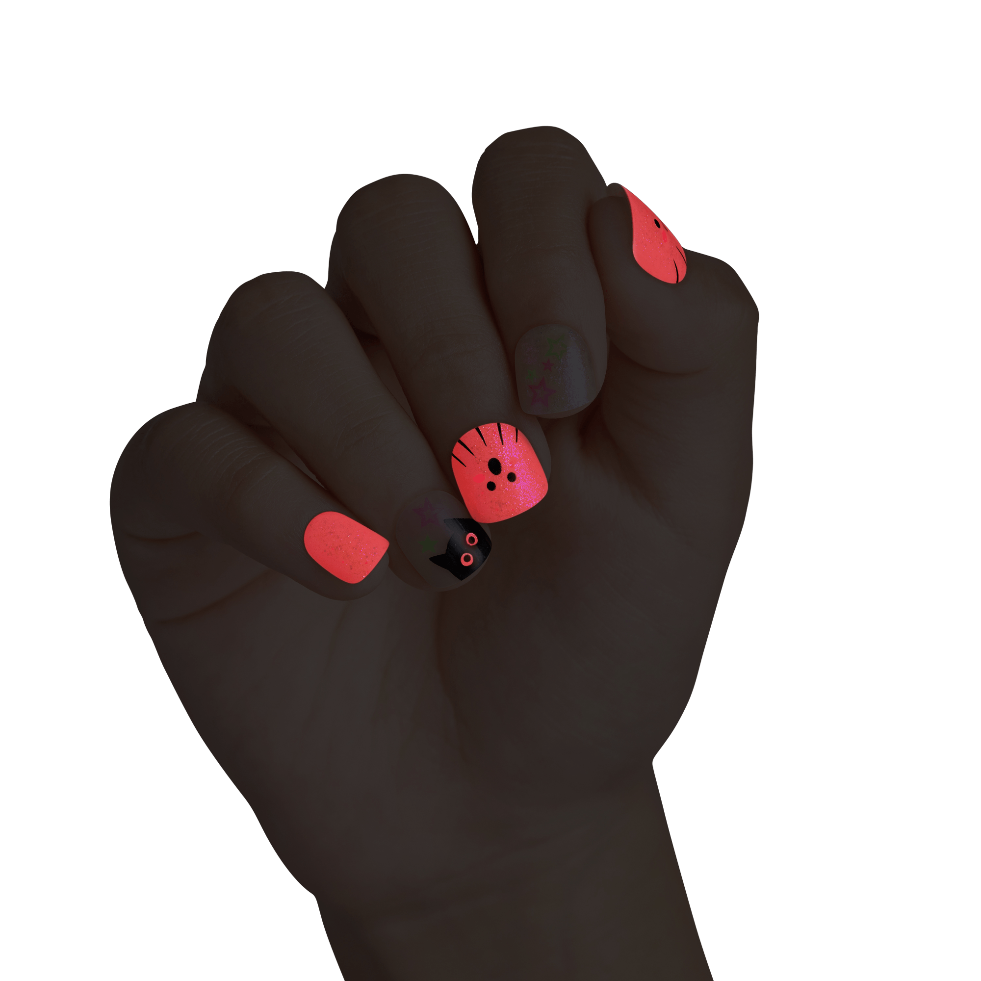 Impress Kids Halloween No Glue Fake Press On Nails - Tricky | Design, White, Kids, Squoval, Glow In The Dark, Manicure
