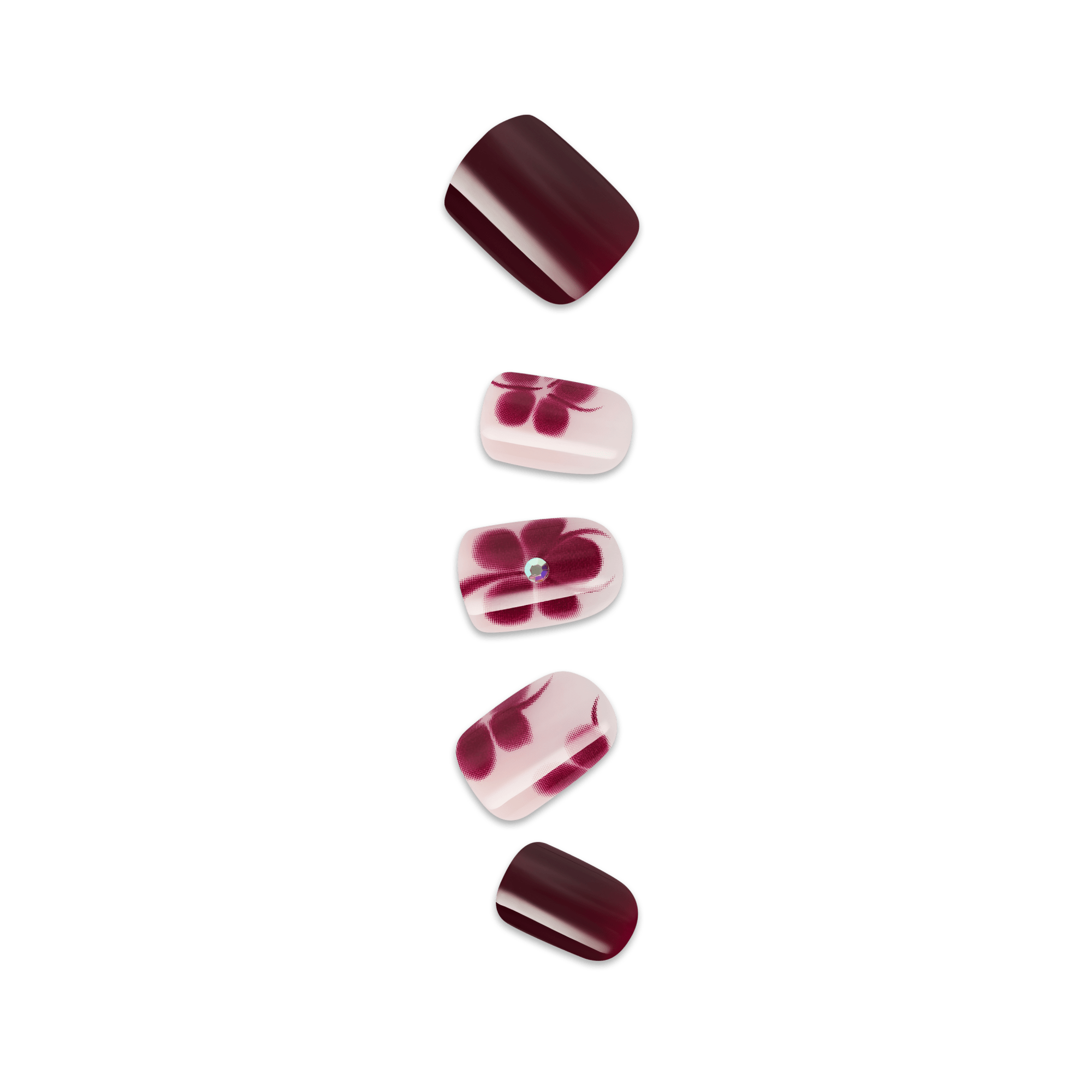 Impress Design No Glue Fake Press On Nails - Glacier | Design, Red, Short, Squoval, Manicure