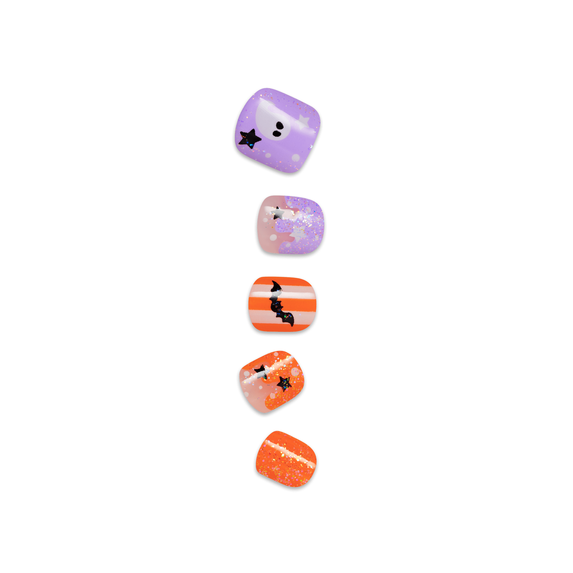 Impress Kids Halloween No Glue Fake Press On Nails - Boo! | Design, Purple & Orange, Kids, Squoval, Glow In The Dark, Manicure