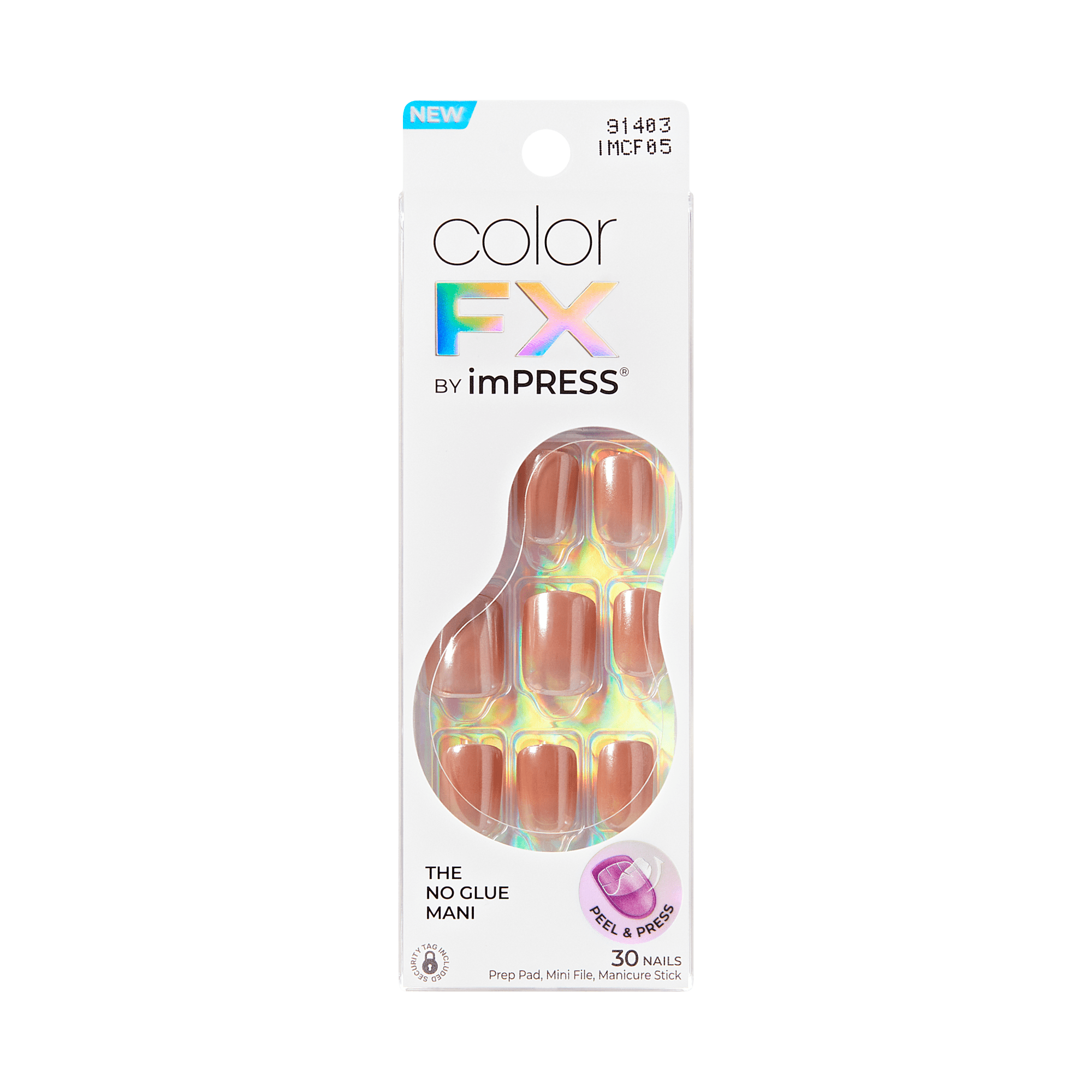 colorFX by Impress No Glue Fake Press On Nails - Last Call | Solid, Beige, Short, Squoval, Manicure