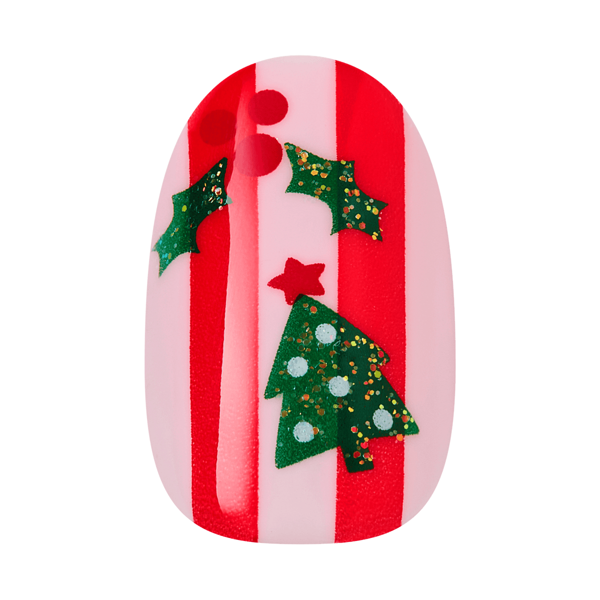 Impress Design Holiday No Glue Fake Press On Nails - Spark | Design, Red, Short, Oval, Manicure