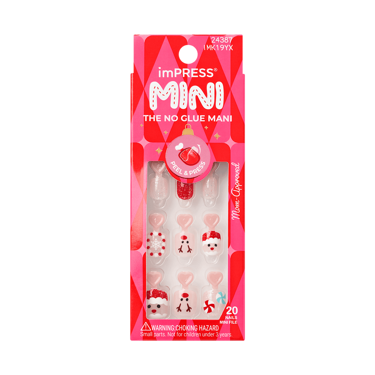 Impress Kids Holiday No Glue Fake Press On Nails - Little Elf | Design, Multicolor, Kids, Squoval, Manicure