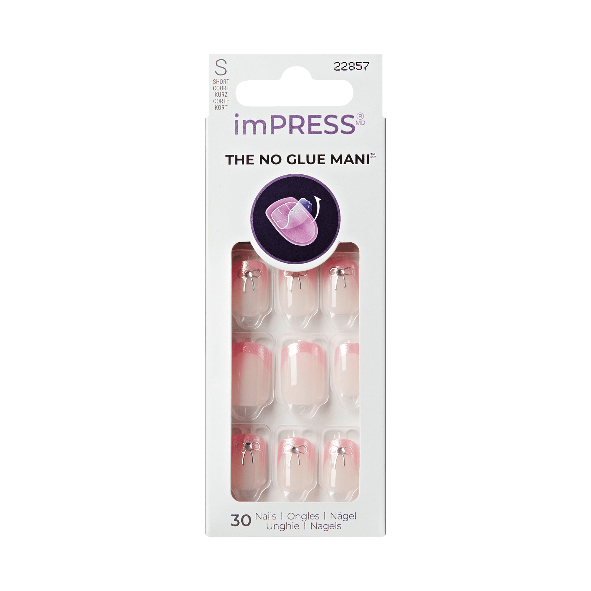 imPRESS The No Glue Mani short press-on nails in pink ombre, 30 count