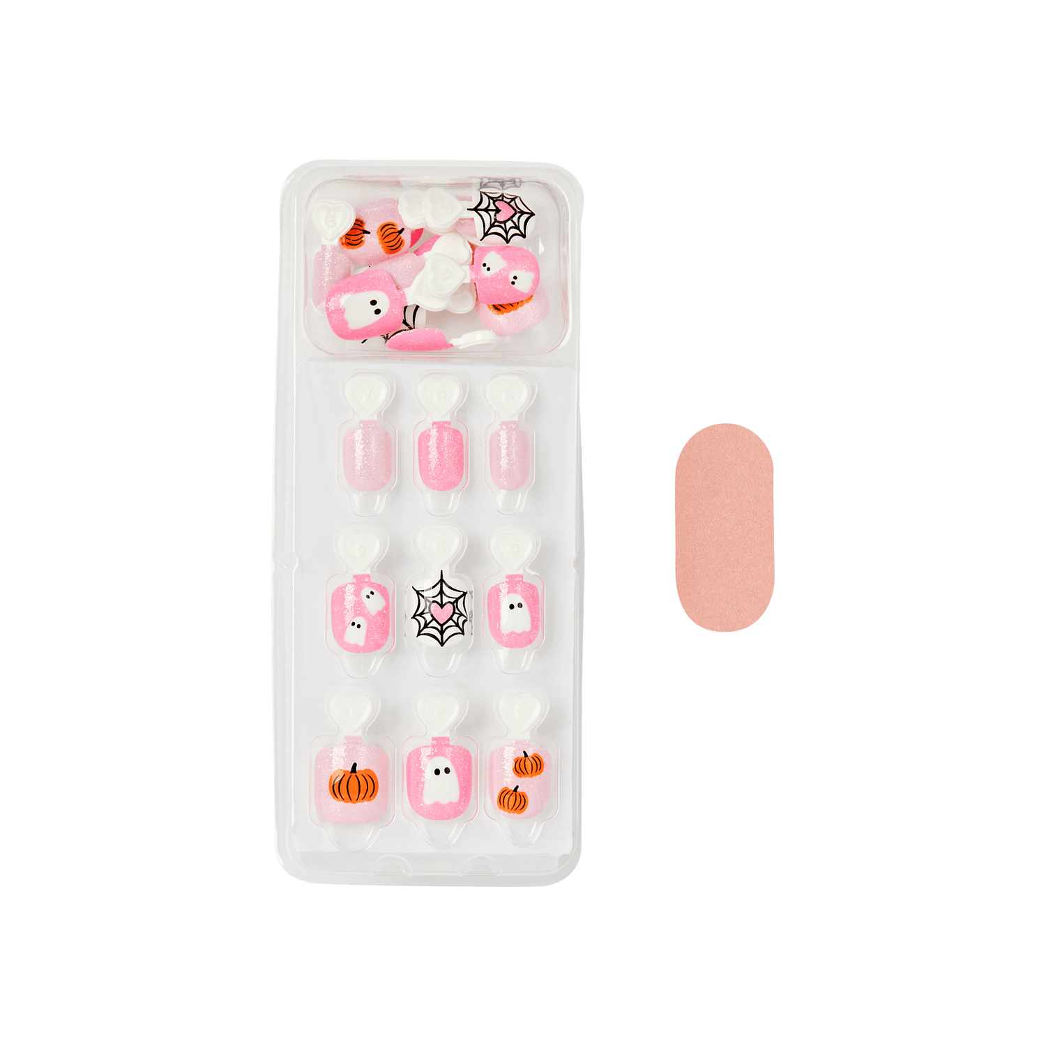 Impress Kids Halloween No Glue Fake Press On Nails - Night Sparkles | Design, Pink, Kids, Squoval, Glow In The Dark, Manicure