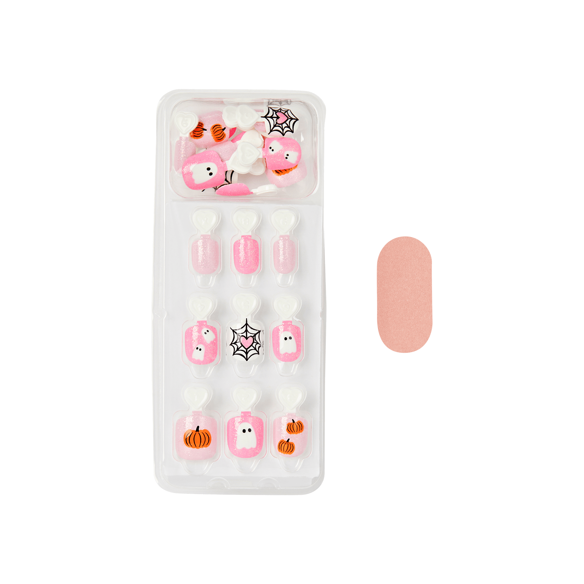 Impress Kids Halloween No Glue Fake Press On Nails - Night Sparkles | Design, Pink, Kids, Squoval, Glow In The Dark, Manicure