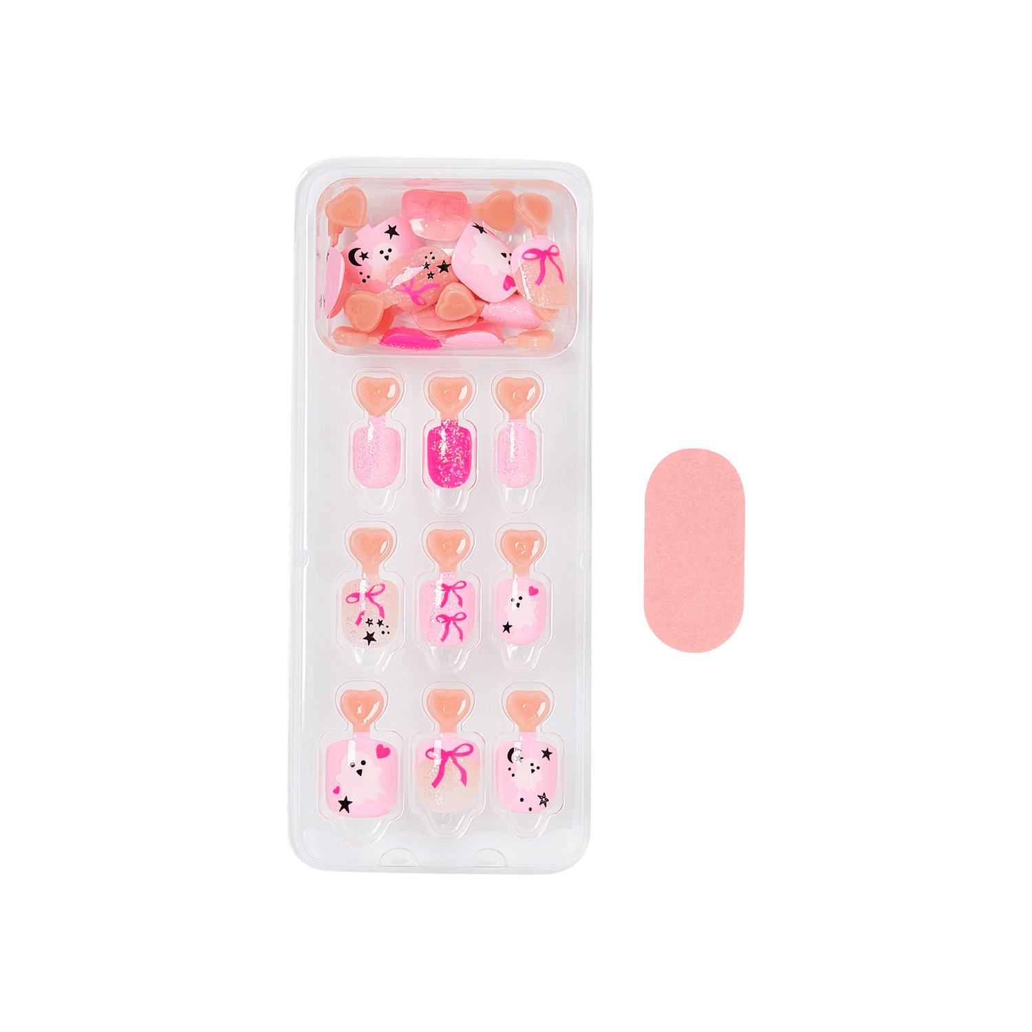 Impress Kids Halloween No Glue Fake Press On Nails - Sweet Spooks | Design, Pink, Kids, Squoval, Glow In The Dark, Manicure