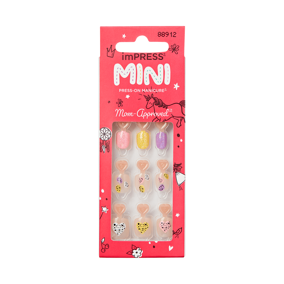 Kawaii Unicorn Short Fake Nails for Children Kids – Cexynail