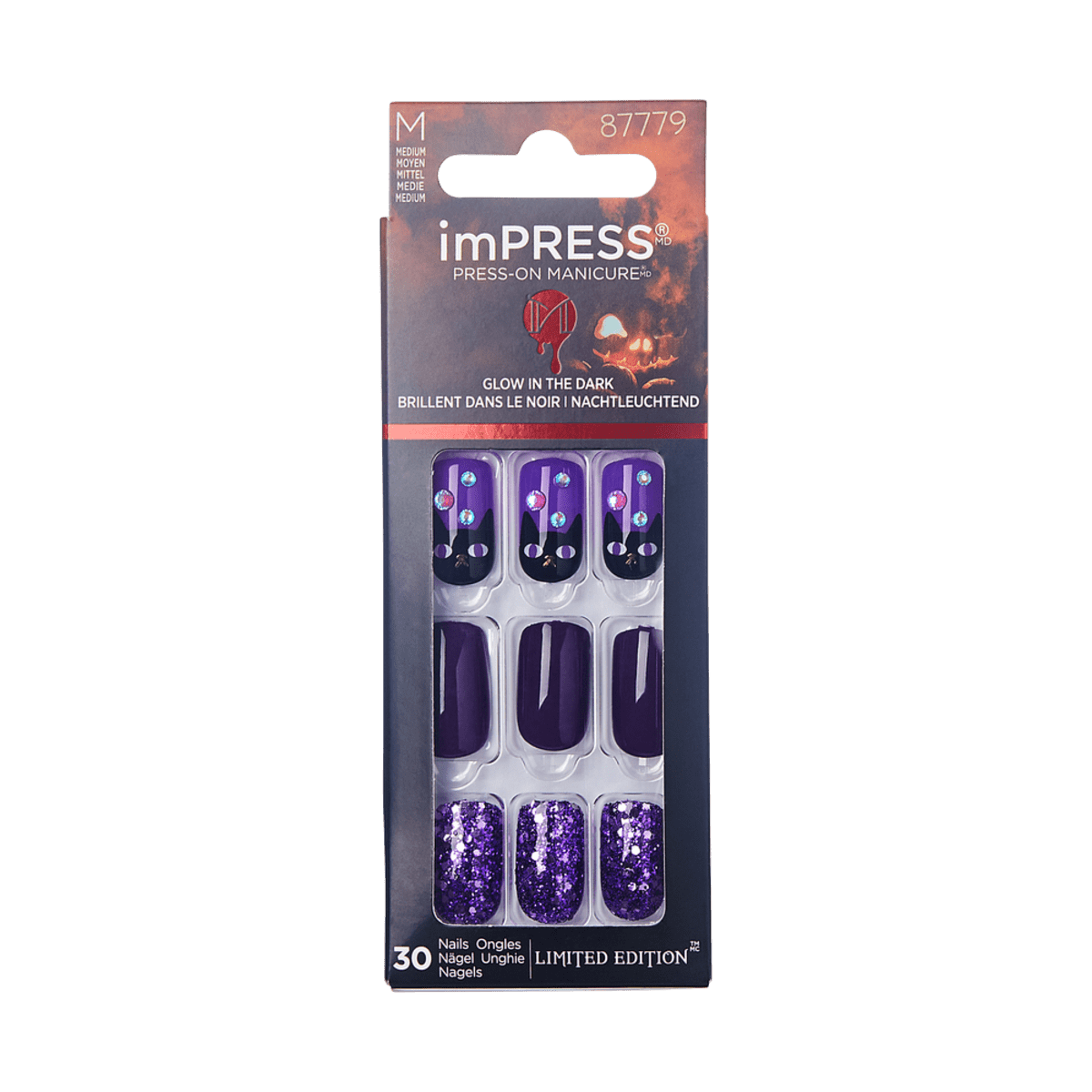 imPRESS Press-On Manicure Halloween Glow in the Dark - Too cute to spook