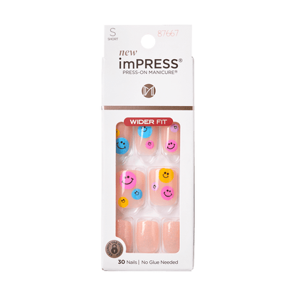 imPRESS Press-On Manicure - Wide Fit - Smile Emoji