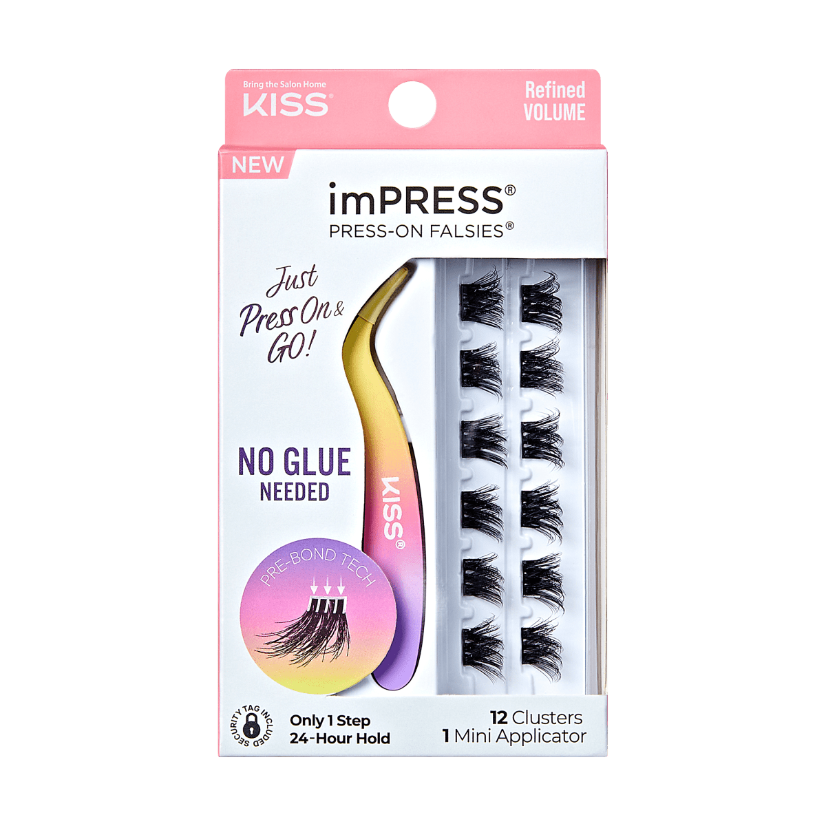 imPRESS Press-On Falsies Minipack, 12 Clusters + Applicator - Refined