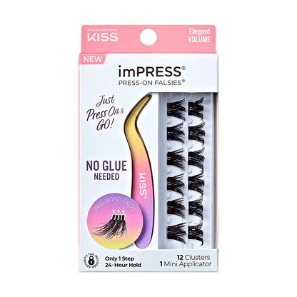imPRESS Press-On Falsies Minipack, 12 Clusters + Applicator - Elegant