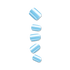 A display of 5 artificial imPRESS nails in squoval shapes in a light blue metallic color.
