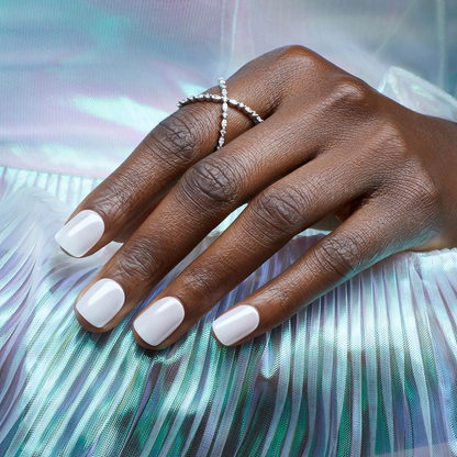 Shimmery, white imPRESS ColorFX nails in &